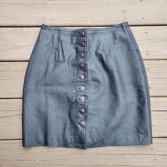 Vintage Vintage 90s y2k Bratz Black Leather Button Front High Waiste Size 32" / US 10 / IT 46 - 3 Thumbnail