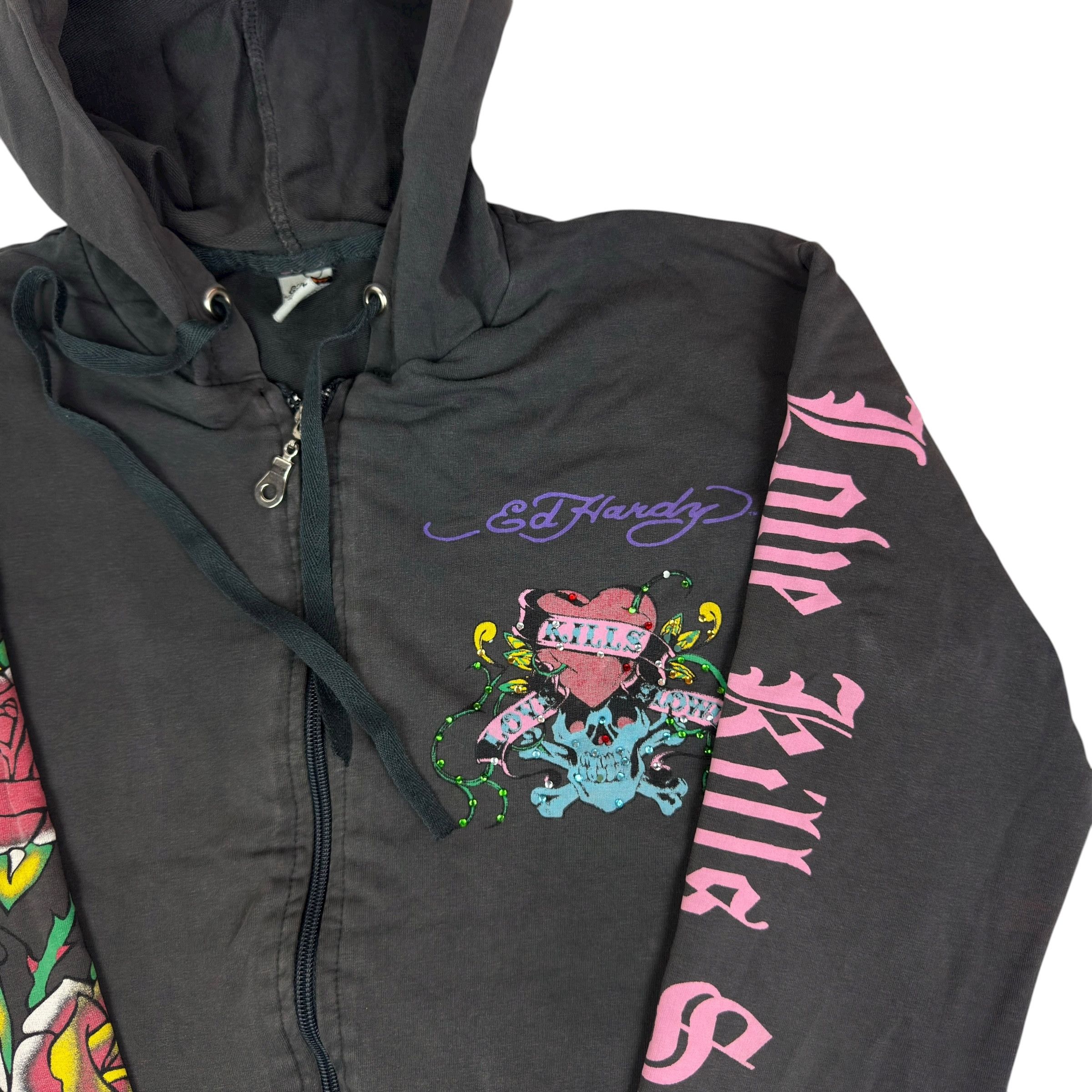 Ed Hardy Ed Hardy Women's Love Kills Slowly Floral Full Zip Hoodie L Size L / US 10 / IT 46 - 4 Thumbnail