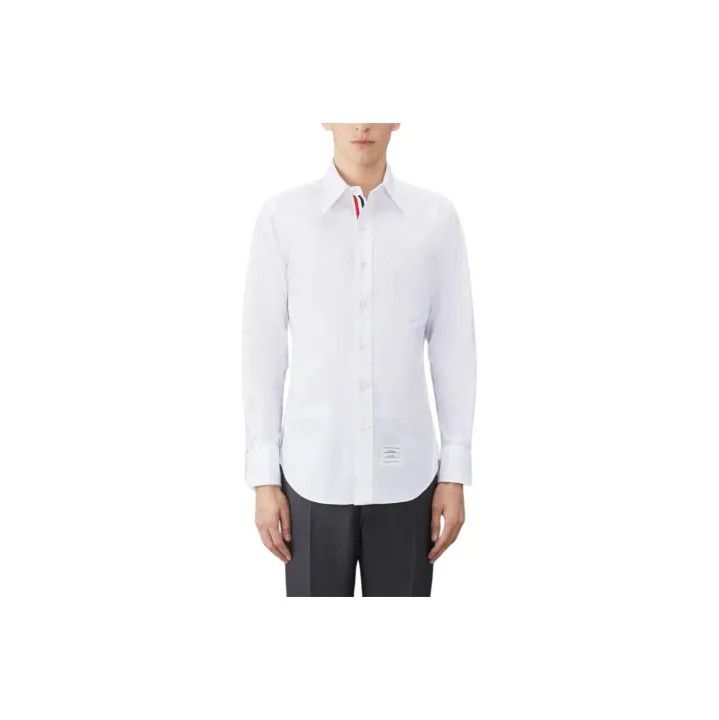 Thom Browne White Satin Oxford Long Sleeve Shirt