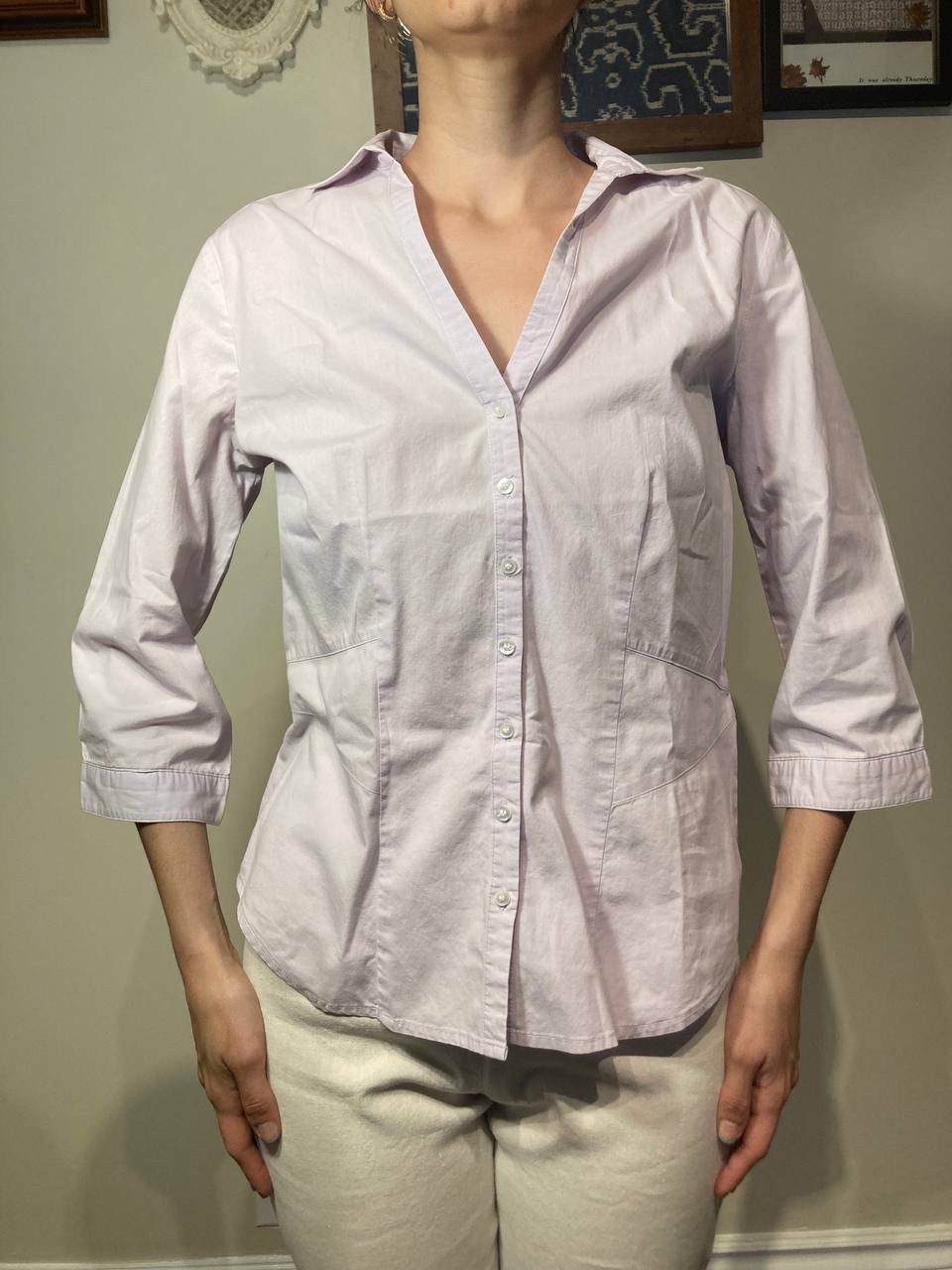 Zara Lilac Cotton Shirt Size S / US 4 / IT 40 - 1 Thumbnail