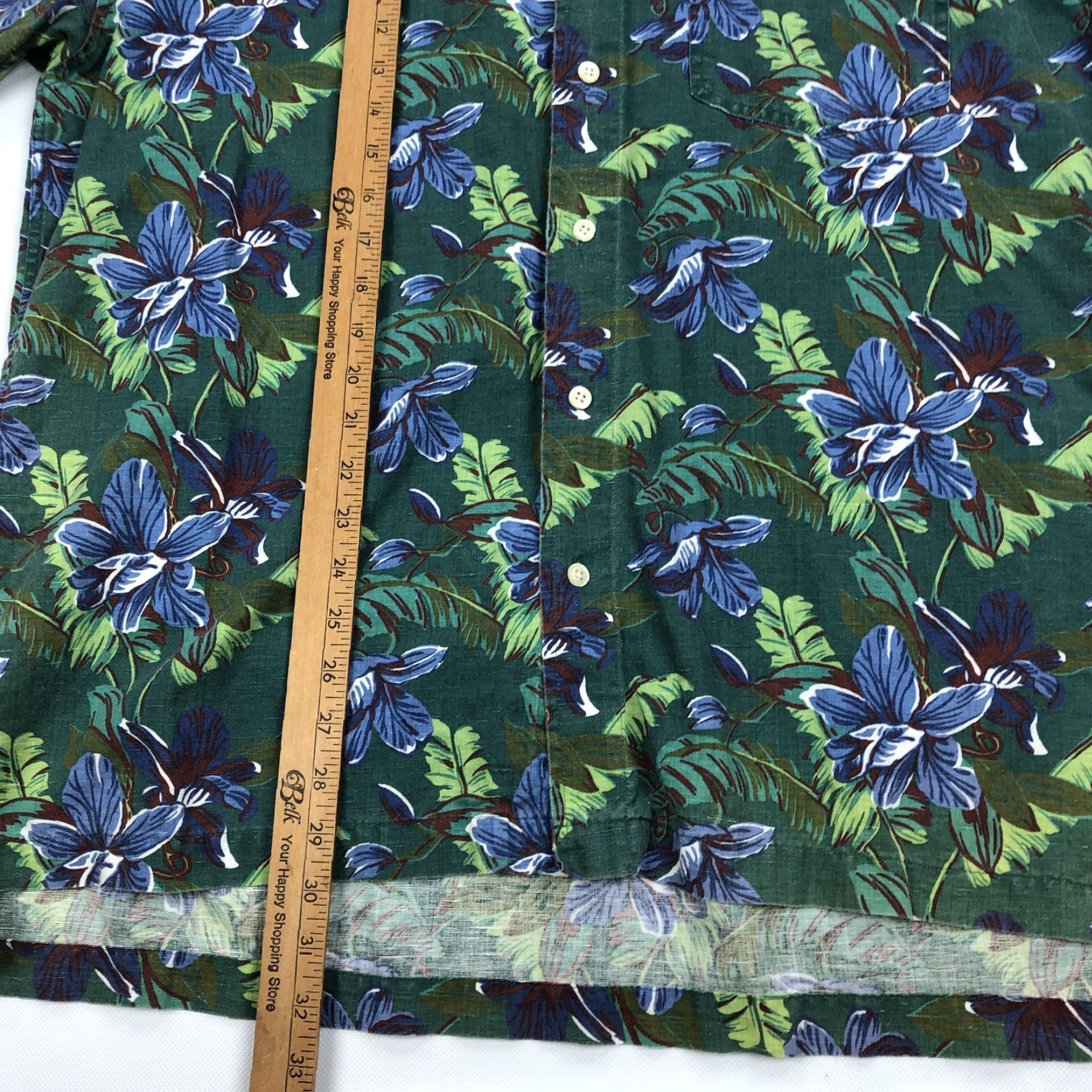 Gap GAP Men's L Hawaiian Shirt Green Blue Floral Linen Blend Tropical Loop Collar Shirt Casual Button-Down Mens Size US L / EU 52-54 / 3 - 5 Thumbnail