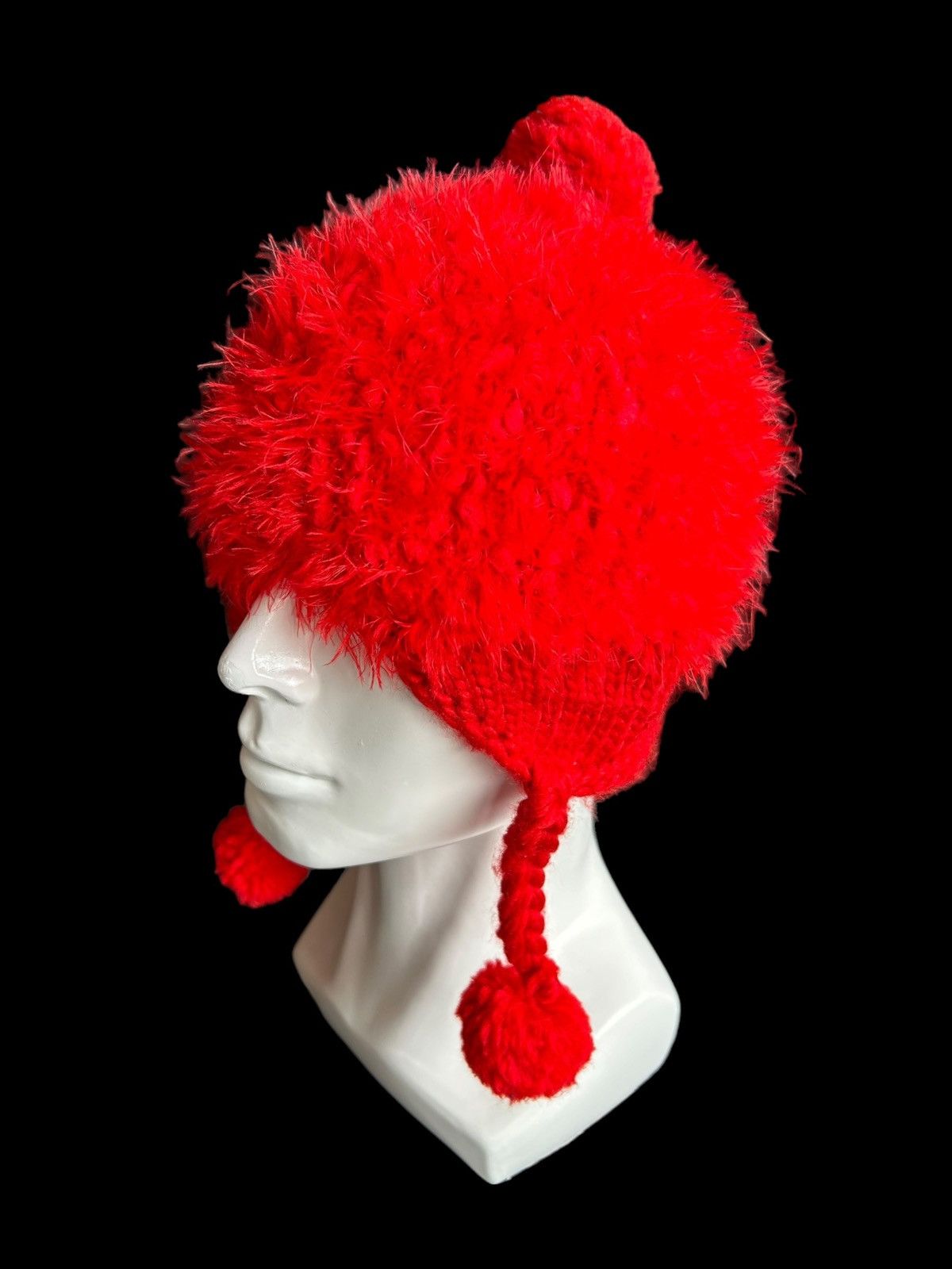 Japanese Brand × Kapital × Vintage RARE* Japanese Style Mohawk Punk Mohair Red Beanie Hats🎌☠️ Size ONE SIZE - 4 Thumbnail