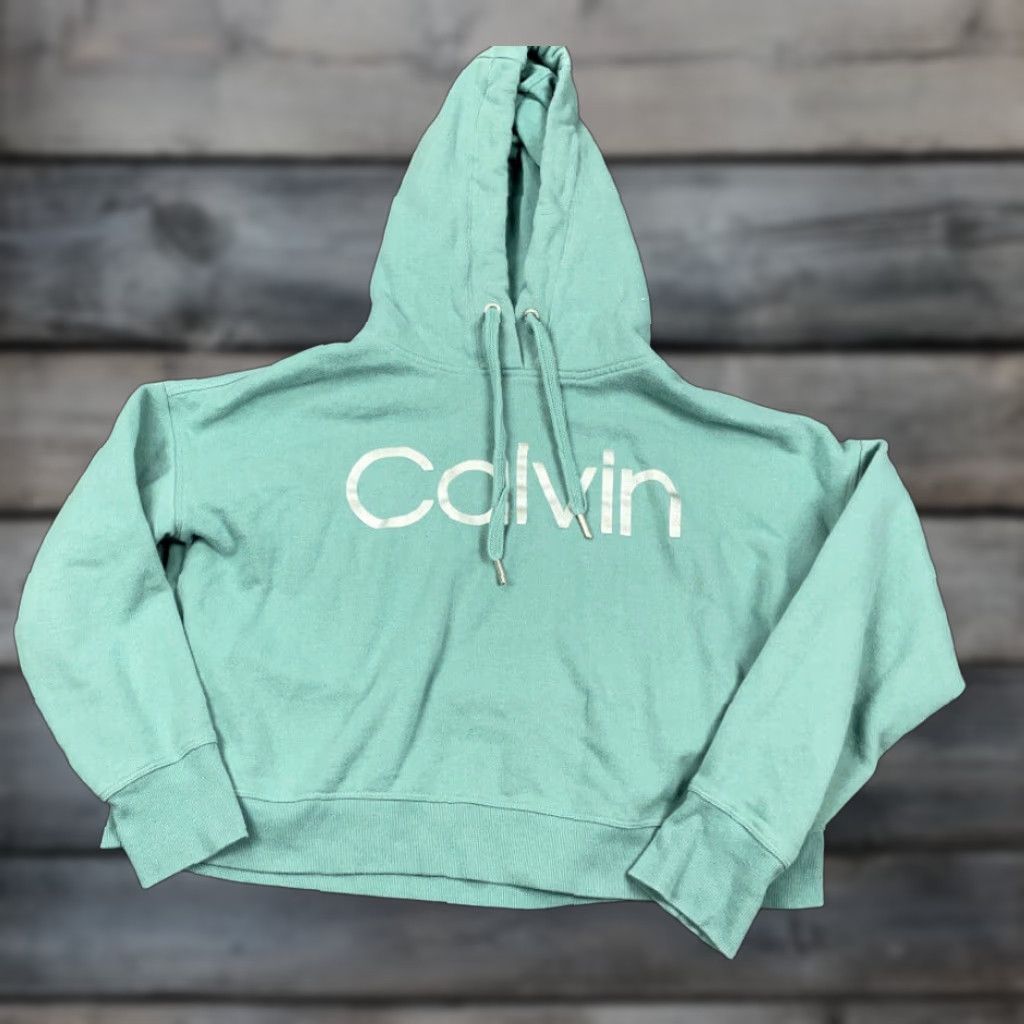 Calvin Klein Calvin Klein Hoodie Women XL Green Cropped Performance Pullover Sweatshirt Graphic Print Size XL / US 12-14 / IT 48-50 - 1 Thumbnail