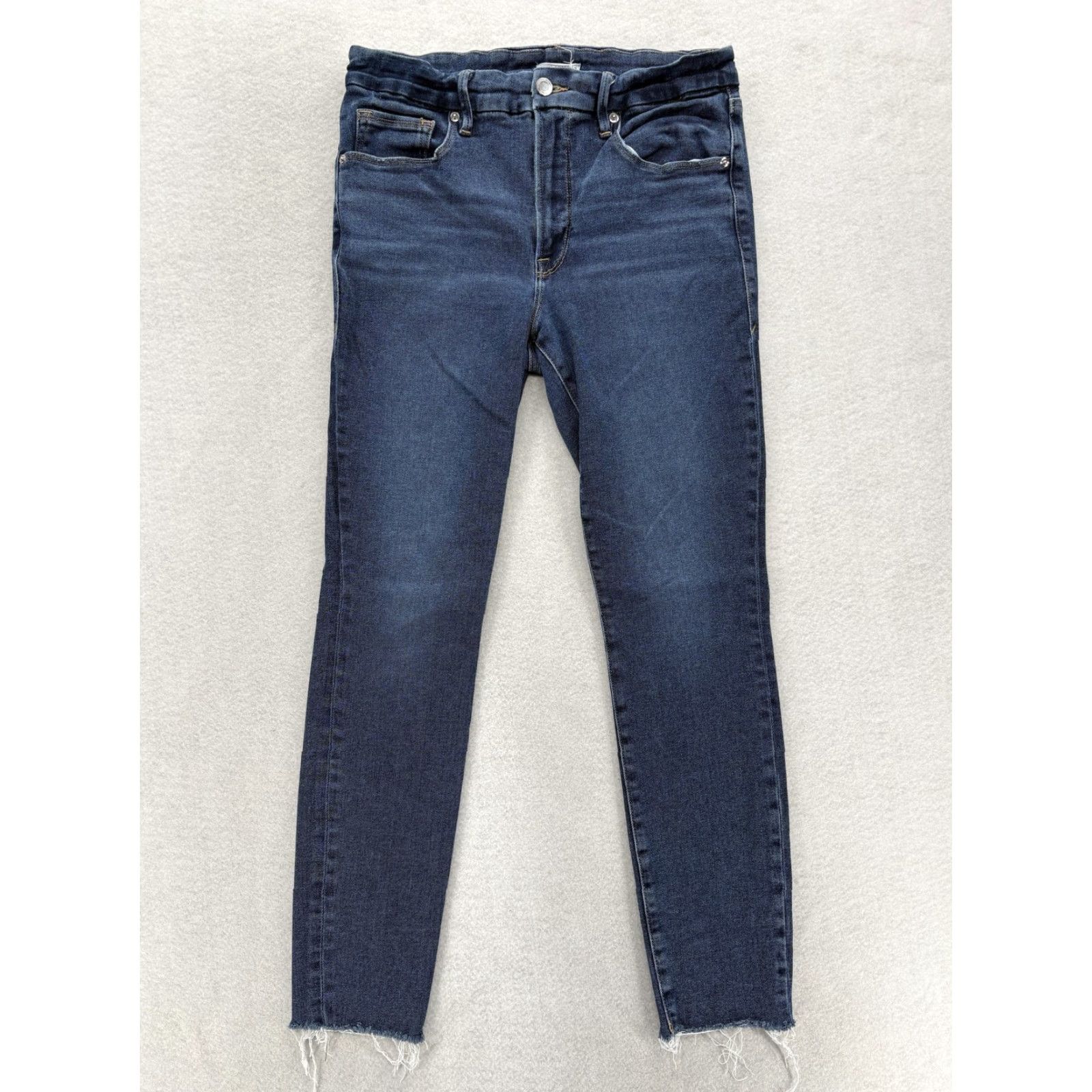 Good American VINTAGE Good American Good Legs Skinny Jeans Womens 10/30 Blue High Rise Raw Hem Preppy Size 32" / US 10 / IT 46 - 2 Thumbnail