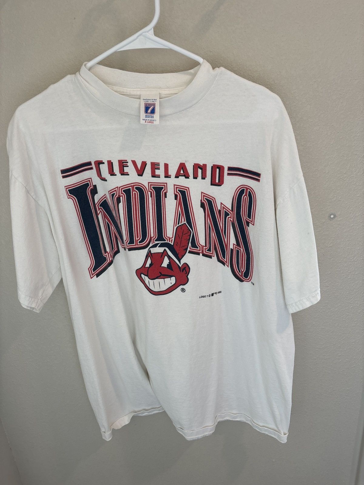 image of Vintage Cleveland Indians in White, Men's (Size XL)