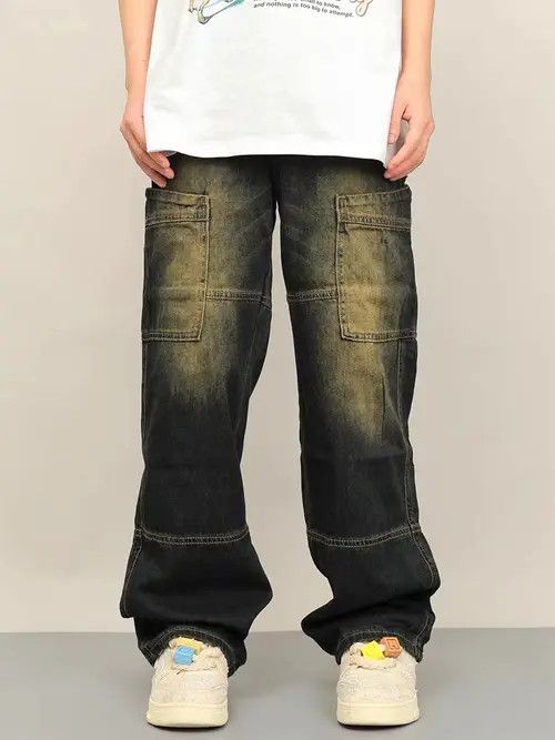 Jean Retro personalized distressed workwear casual jeans Size US 34 / EU 50 - 1 Thumbnail