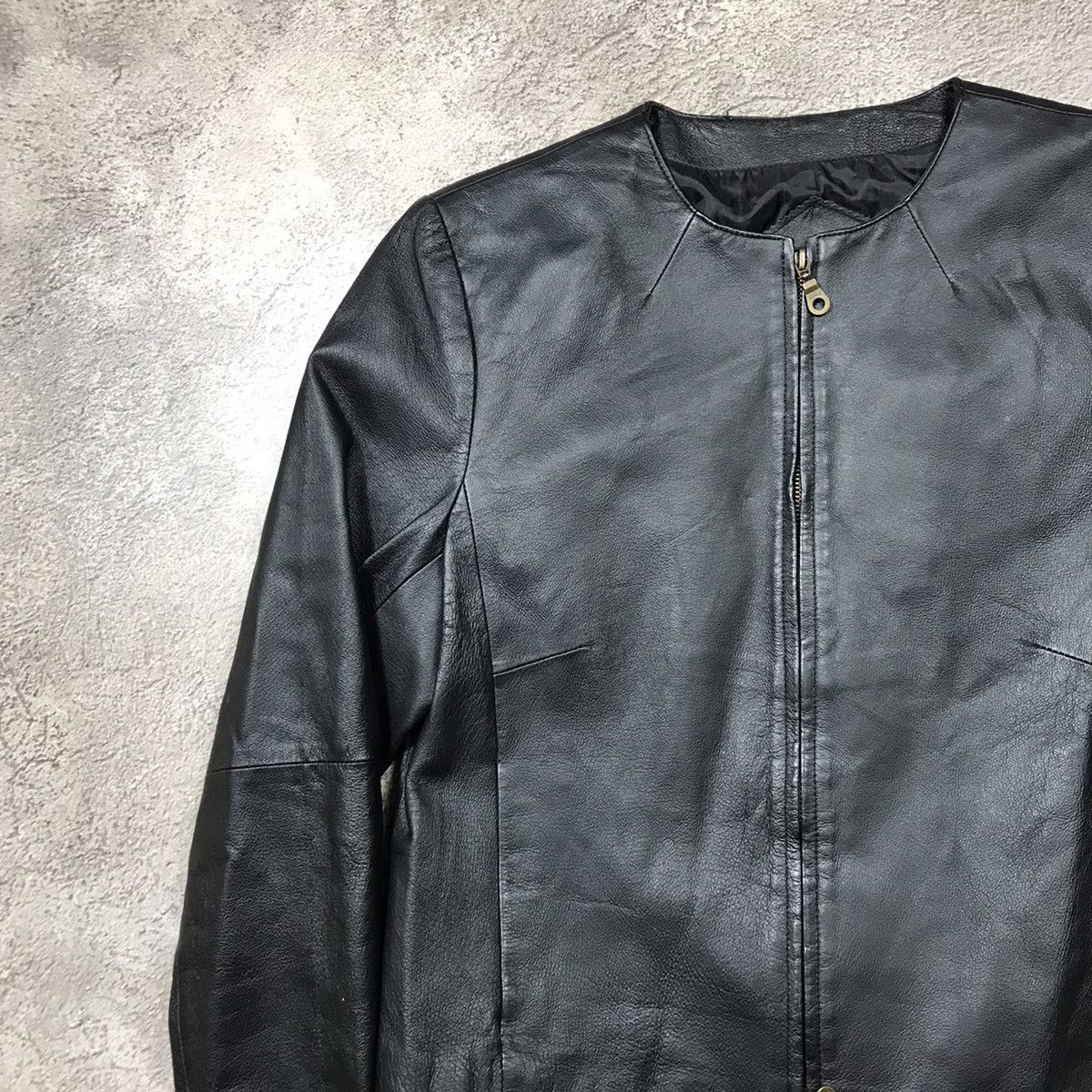Vintage Vintage 90s Faded Leather Jacket Minimalist Workwear Swag M Size M / US 6-8 / IT 42-44 - 2 Thumbnail