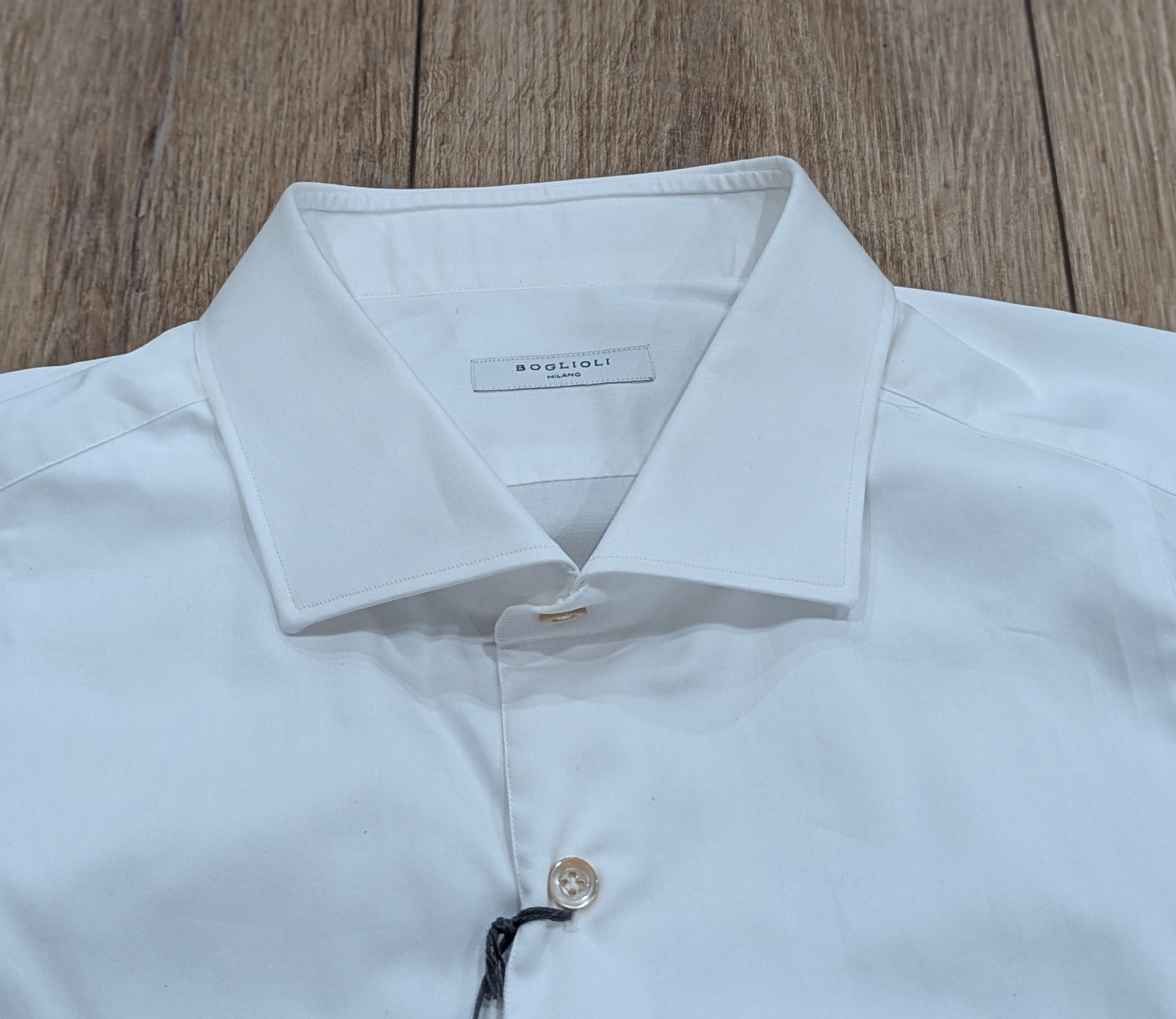 Boglioli Mens Boglioli Cotton Tuxedo Shirt White 44 US 17.5 Size US XL / EU 56 / 4 - 2 Thumbnail