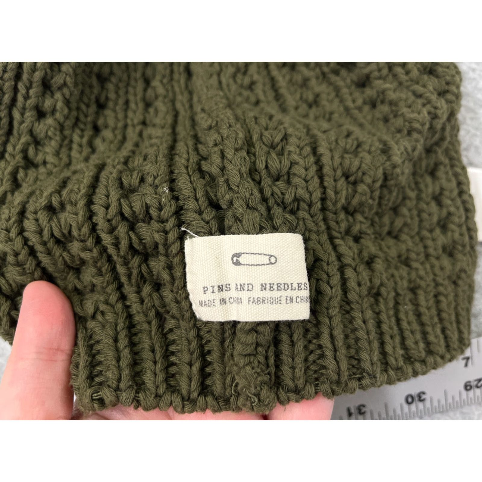 Needles Pins And Needles Beanie Womens One Size Green Acrylic Cotton Blend Ski Hat/Toque - Knit Beanie, Lined, Crochet Accent, Adult Women, Green, Vintage: No Size ONE SIZE - 5 Thumbnail