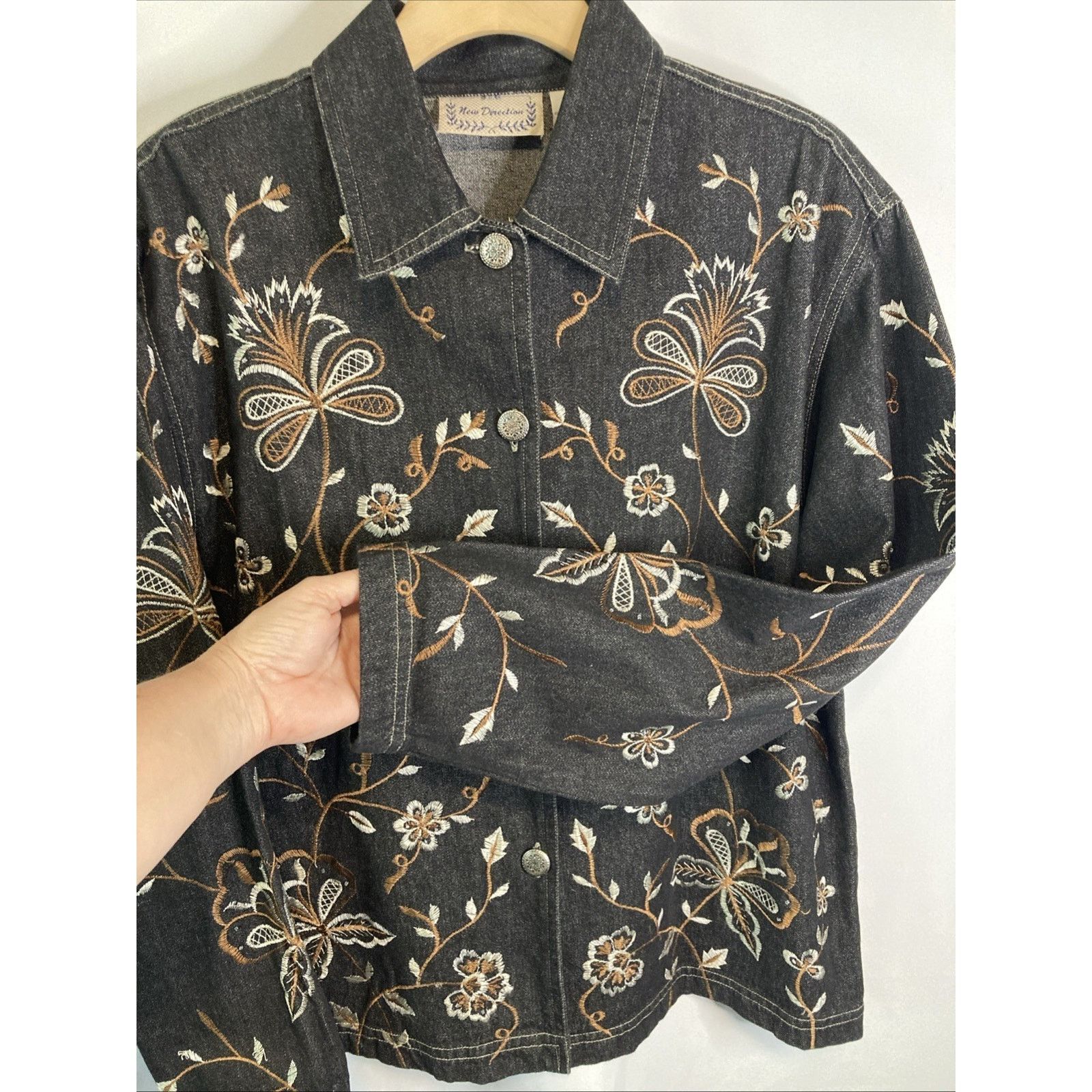 Other Vintage Embroidered Denim Jacket Y2K Floral Boho Women's S Size S / US 4 / IT 40 - 5 Thumbnail