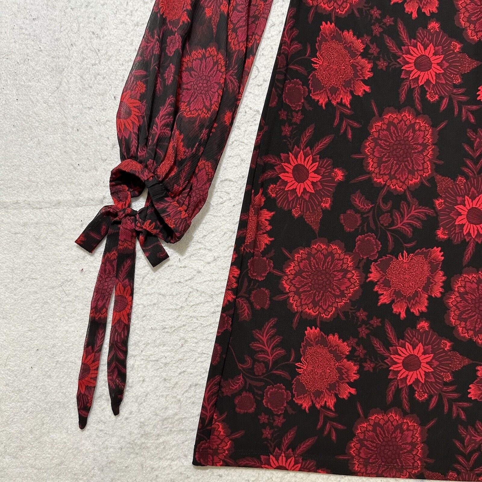 Tommy Hilfiger Tommy Hilfiger 8 A-Line Shift Black Red Floral Dress Size M / US 6-8 / IT 42-44 - 6 Thumbnail