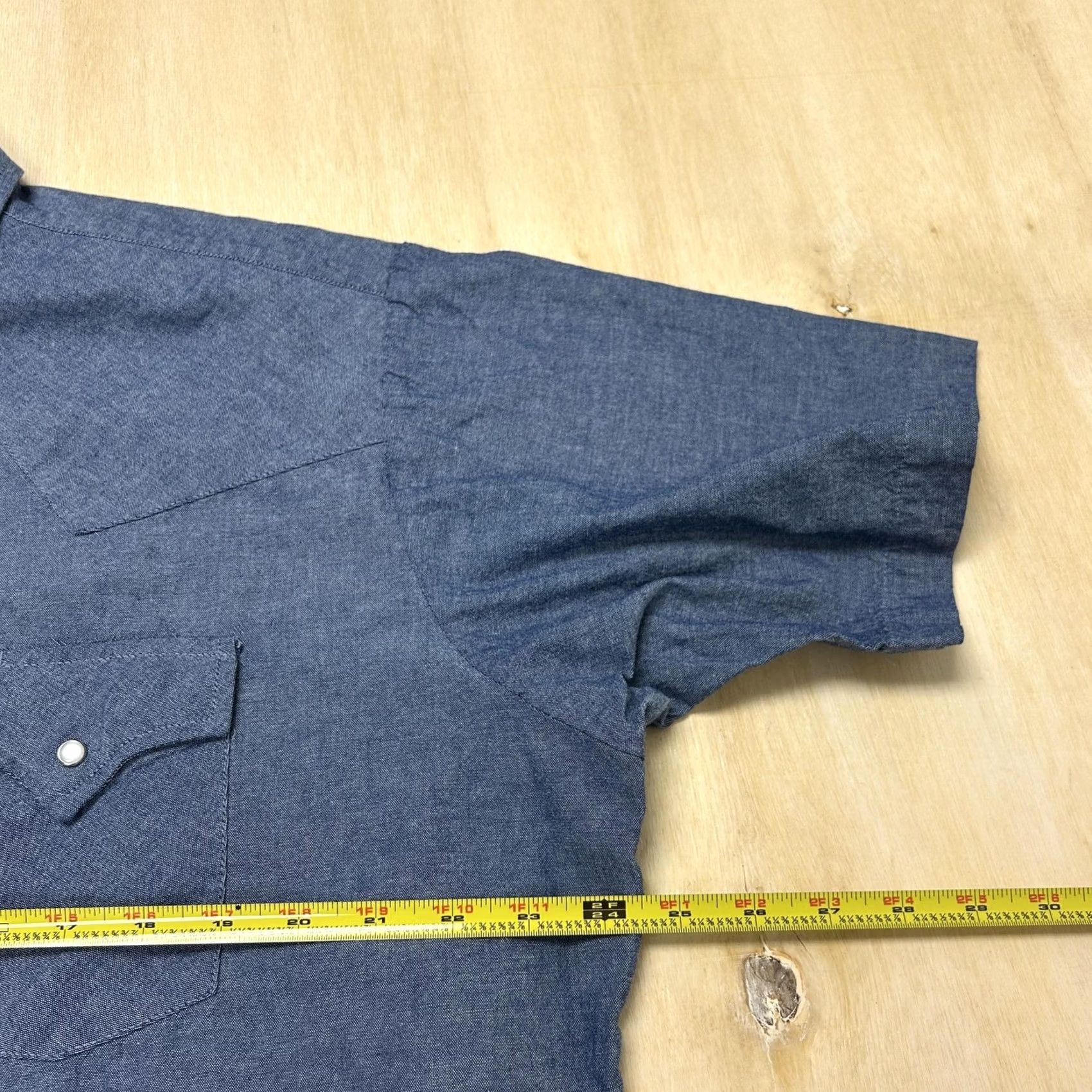 Vintage Ely Cattleman Shirt Mens XL Blue Chambray Short Sleeve Western Snap Button Up Size US XL / EU 56 / 4 - 6 Thumbnail