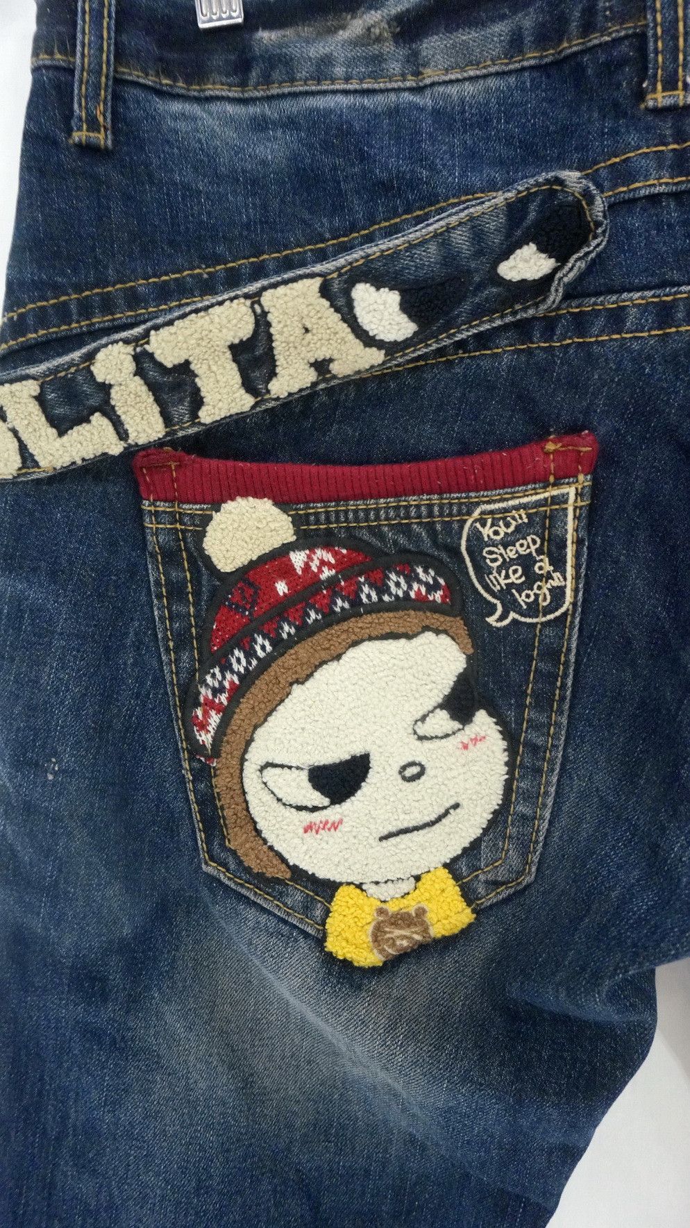 Japanese Brand Vintage 🔥 Yoshitomo Nara x Lolita Distressed Jeans Size US 34 / EU 50 - 6 Thumbnail