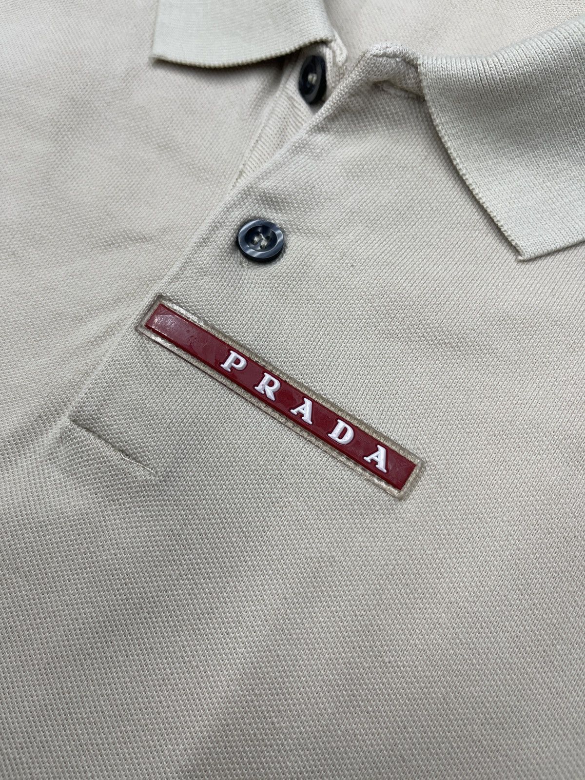 Prada Vintage Prada Red Tab Polo Shirt Beige Italy Size L Size US L / EU 52-54 / 3 - 5 Thumbnail