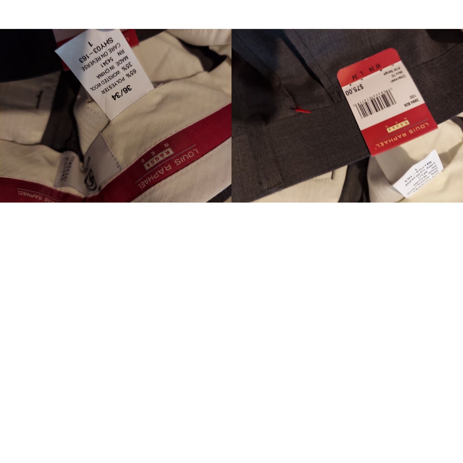 Vintage Louis Raphael New Dress Pants 36x34 Gray Chino Slack Trouser Mens Size US 36 / EU 52 - 8 Thumbnail
