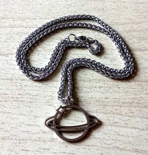 Jewelry Punk Shine Star Planet Stainless Steel Silver Necklace Size ONE SIZE - 2 Thumbnail