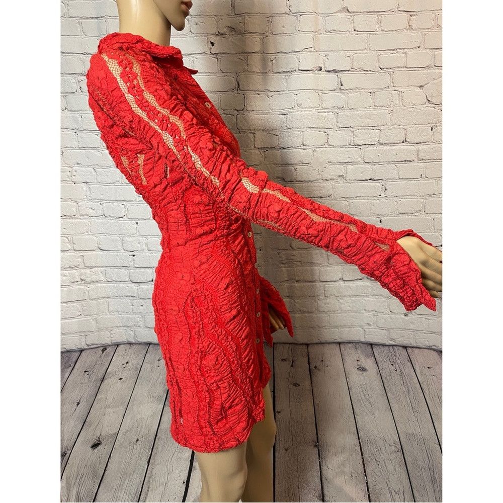 Free People NWT New $158 Free People Red Shayla Lace Long Sleeve Cotton Size XS / US 0-2 / IT 36-38 - 4 Thumbnail