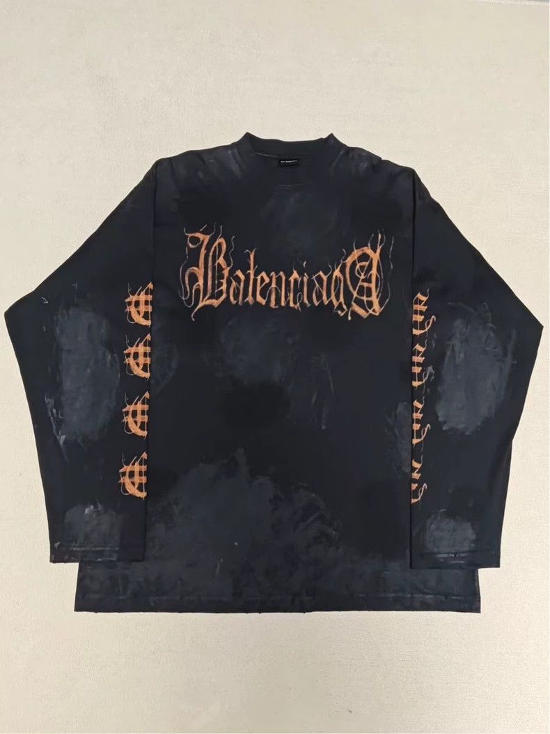 Balenciaga Balenciaga 23 FW loose clay Sanskrit damage long sleeve swe Size US L / EU 52-54 / 3 - 1 Thumbnail