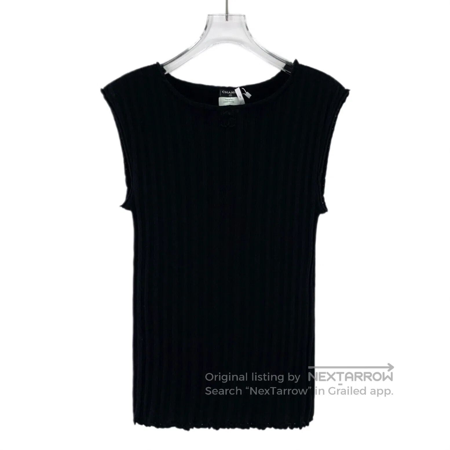 Chanel Chanel Black double C cotton crew neck sleeveless knit ves Size XS / US 0-2 / IT 36-38 - 1 Thumbnail