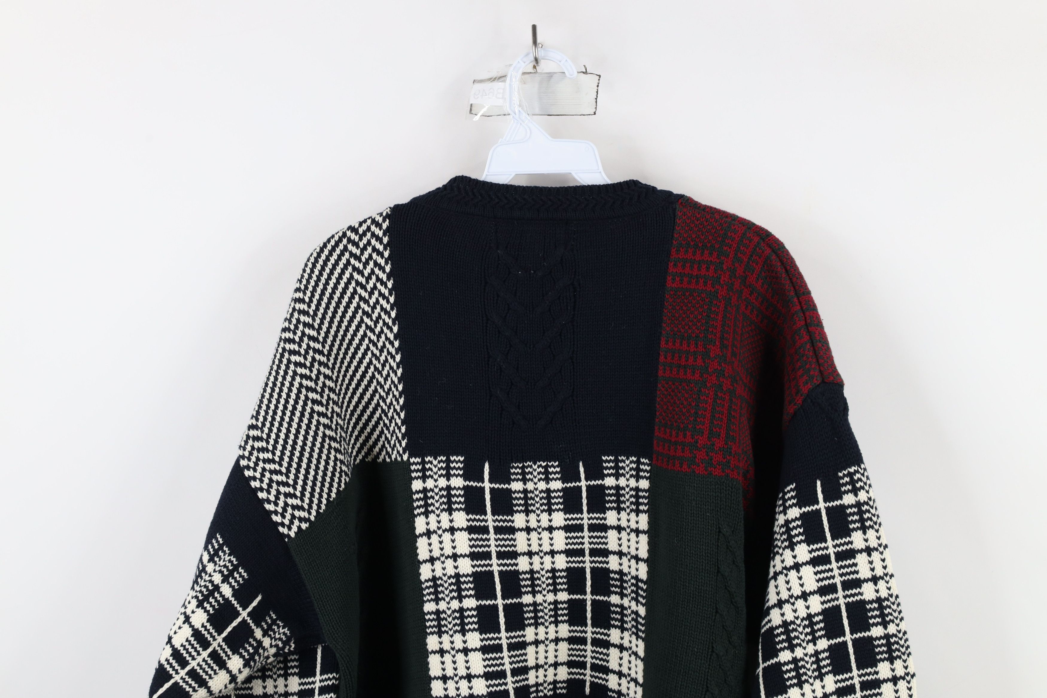 Vintage Vintage 90s Streetwear Checkered Patchwork Heavy Sweater Size US L / EU 52-54 / 3 - 8 Thumbnail