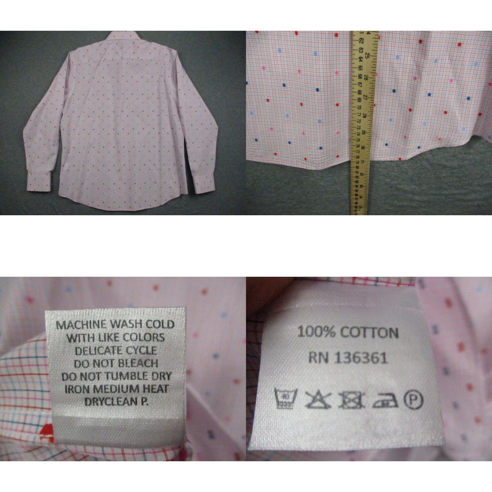 Vintage Quieti Shirt XL Men Long Sleeve Salmon Multi Dot Flip Cuff Size US XL / EU 56 / 4 - 8 Thumbnail