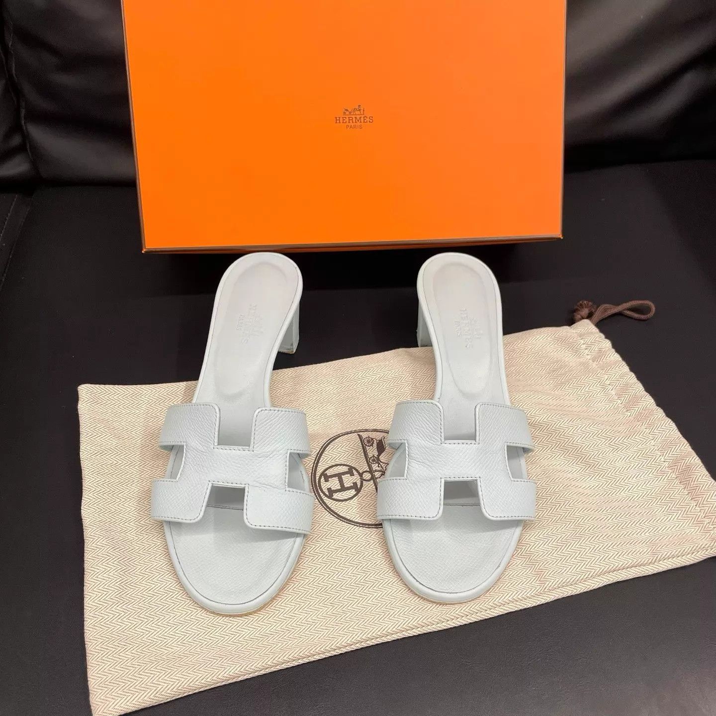 Hermes Hermes Classic H Heel Sandal Light Blue 37 EU Size US 6.5 / IT 36.5 - 1 Thumbnail
