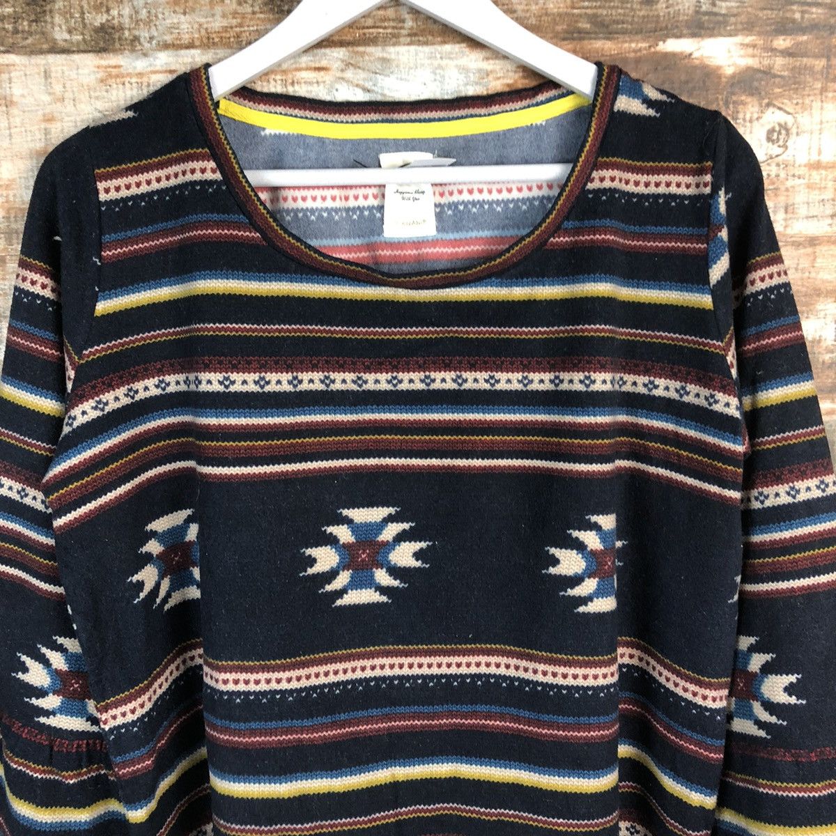 Vintage Jeansis navajo stripe Dark Blue Knitwear #A1765 Size S / US 4 / IT 40 - 5 Thumbnail
