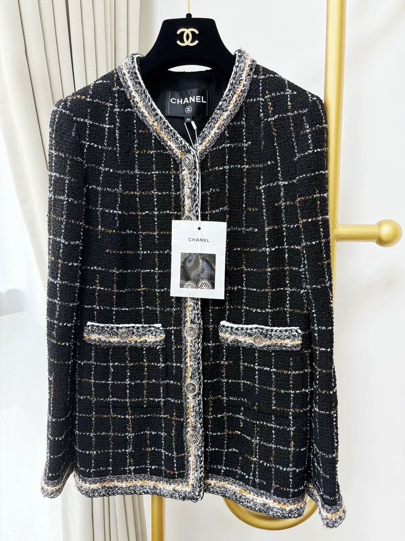 Chanel Chanel Current Series Robot Black Plaid Gold Rolled Edge W Size XS / US 0-2 / IT 36-38 - 1 Thumbnail