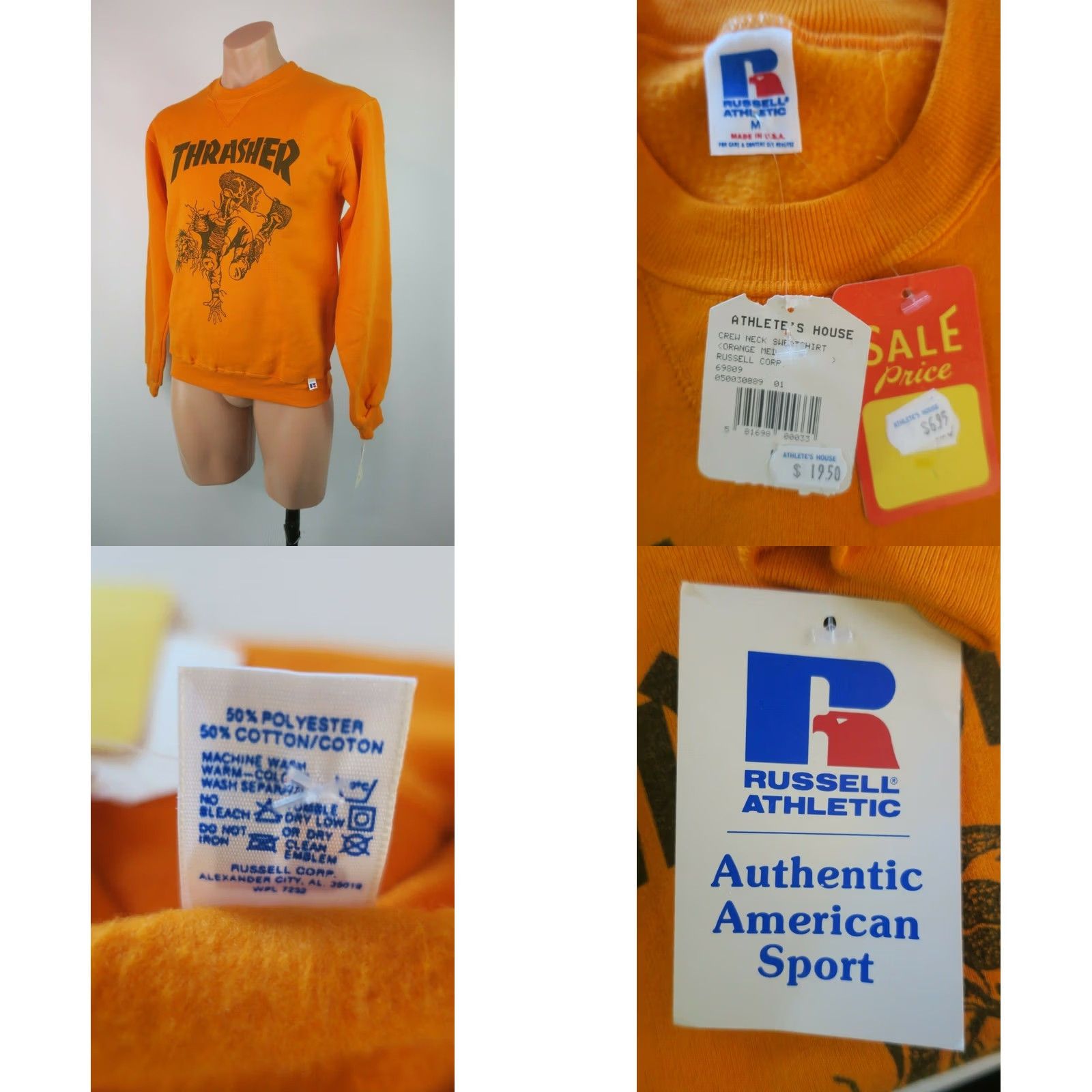 Thrasher VINTAGE Thrasher Sweatshirt Hip Hop Orange M Adult Mens 80s Pushead NOS Deadstock Pants? Size US M / EU 48-50 / 2 - 7 Thumbnail