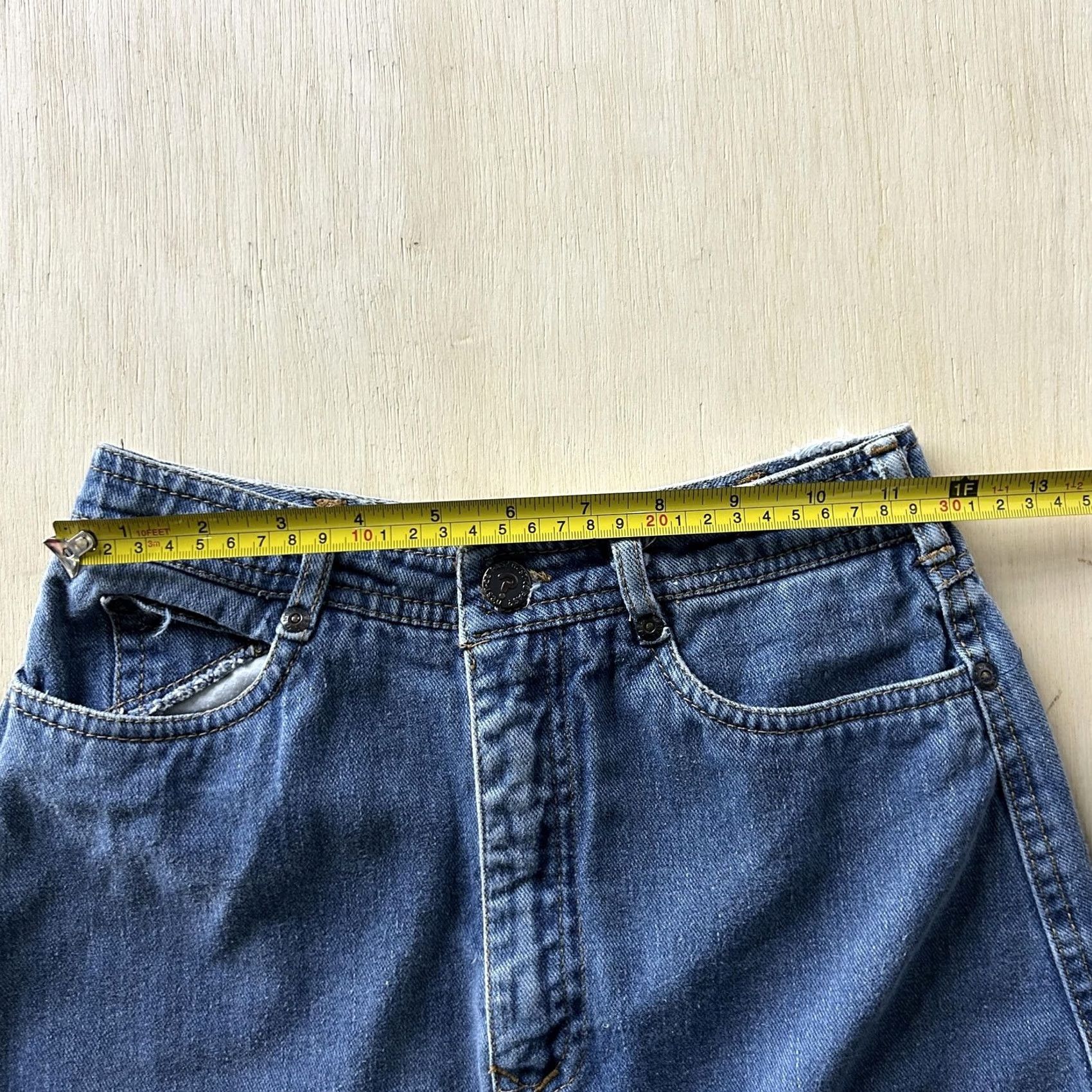 Denime Vintage Blue Denim Skirt Womens 5/6 Knee Length Pencil Front Slit Pockets"} Size 27" / US 4 / IT 40 - 4 Thumbnail