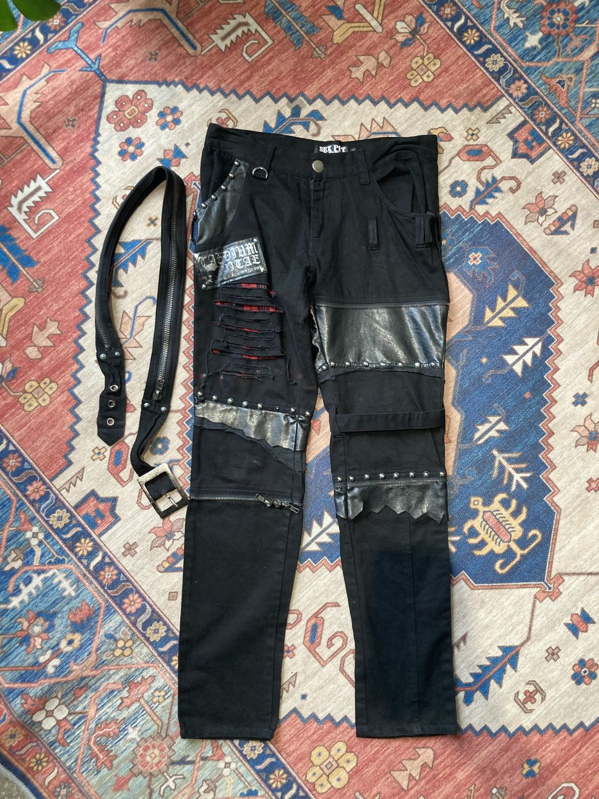 Sex Pot ReVeNGe Sex Revenge Revenge Bondage Punk Pants patchwork Leather Size US 30 / EU 46 - 12 Thumbnail