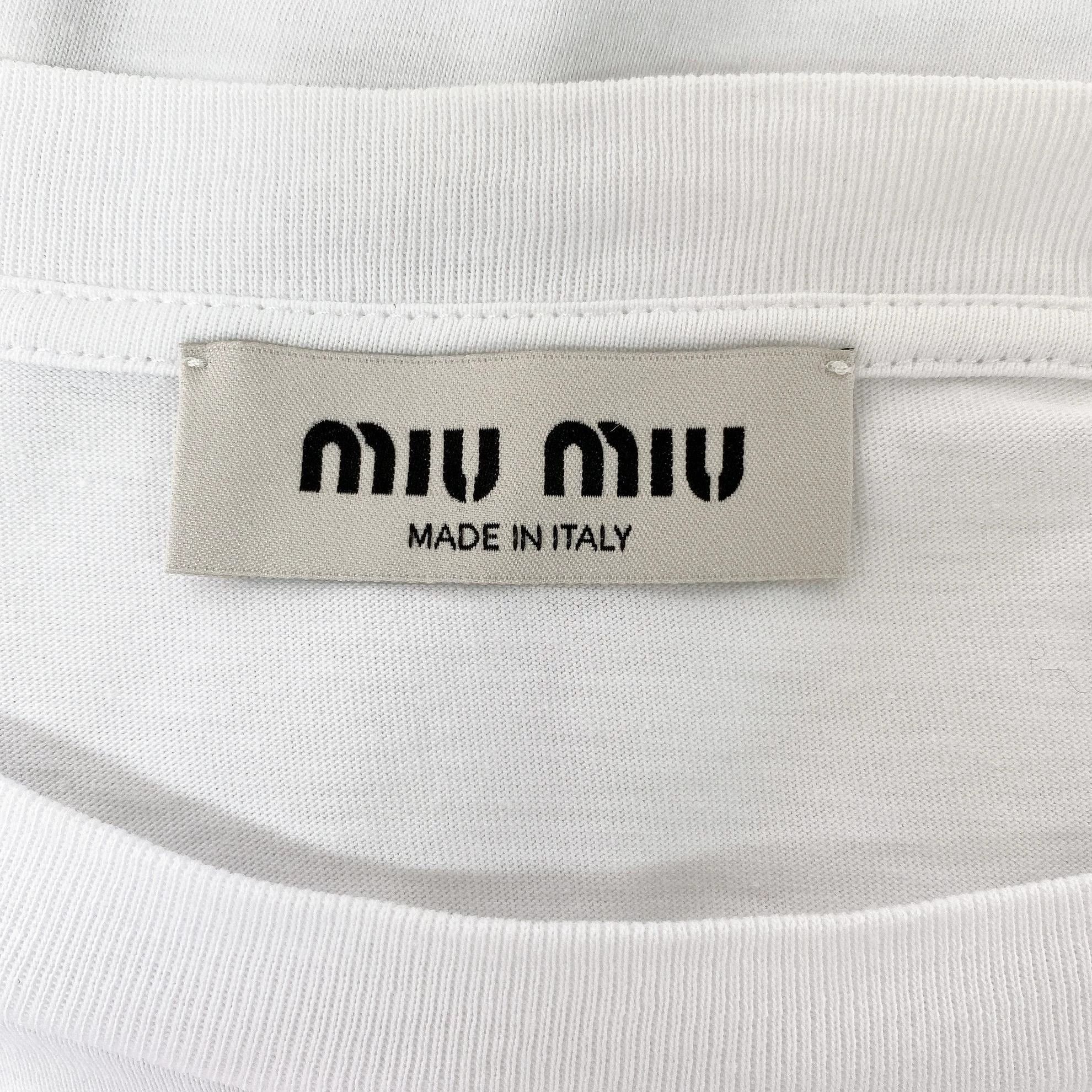 Miu Miu MIUMIU white logo T-shirt XS Size XS / US 0-2 / IT 36-38 - 6 Thumbnail