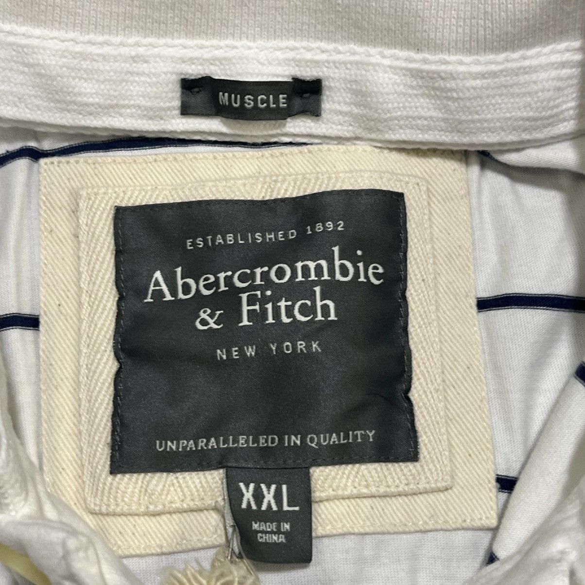 Abercrombie & Fitch Vintage Abercrombie & Fitch Muscle Polo Shirt White Blue XXL Size US XXL / EU 58 / 5 - 9 Thumbnail