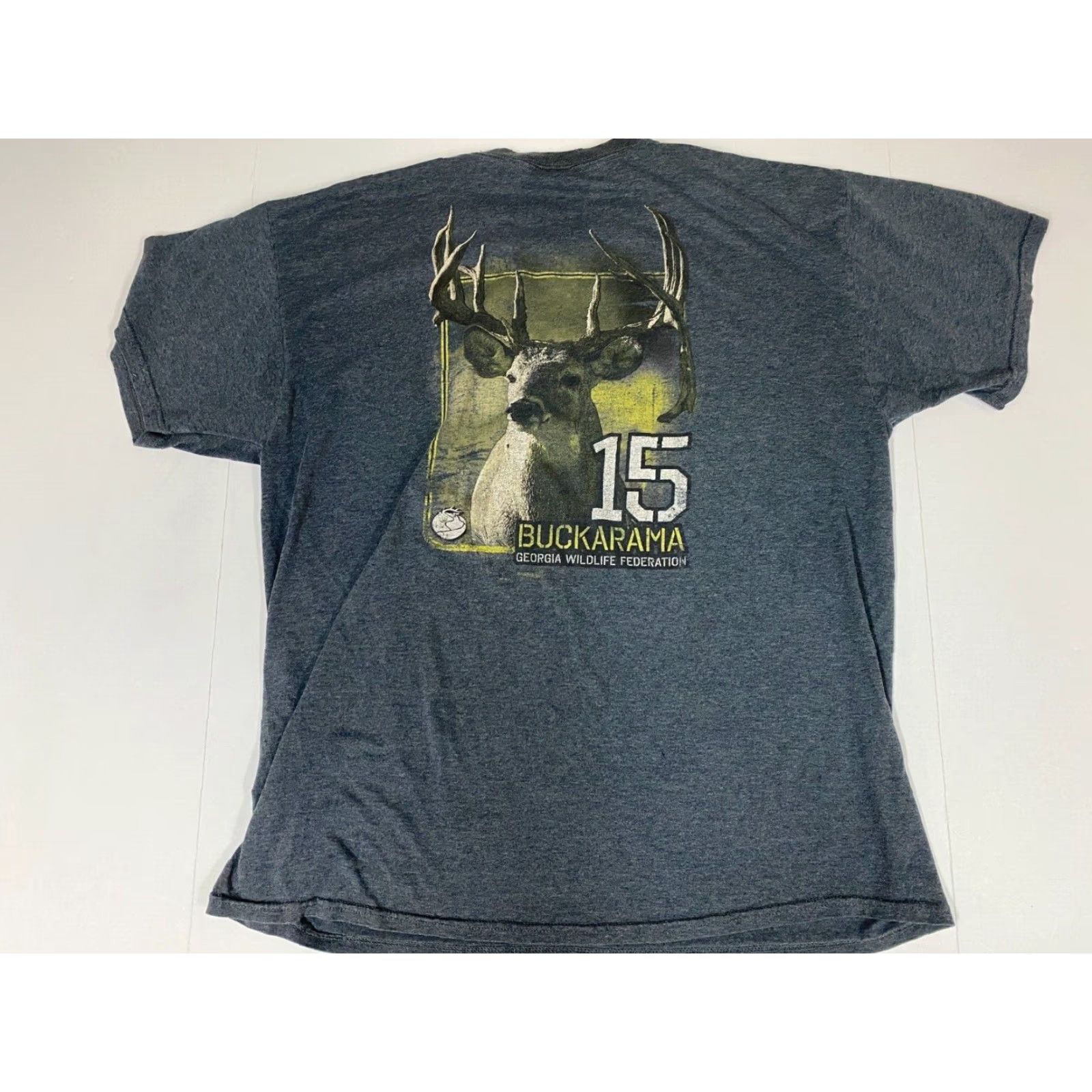 Fruit Of The Loom Georgia Wildlife Mens Shirt XL Blue Buck Logo T-Shirt Christmas Classic Outdoor Cotton Short Sleeve Crew Neck Brand Fruit of the Loom Mens Regular Size US XL / EU 56 / 4 - 6 Thumbnail
