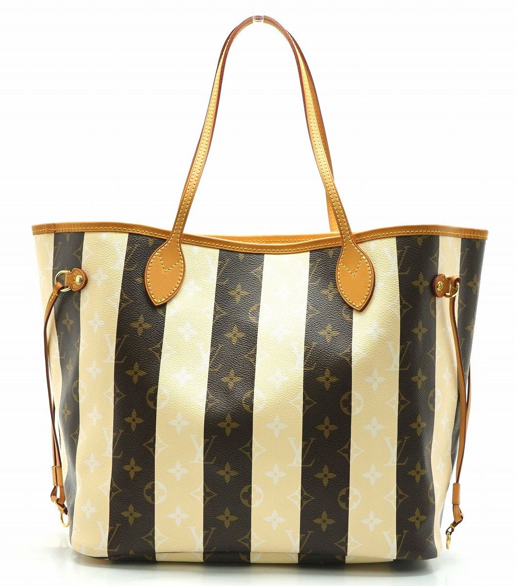 image of Louis Vuitton Monogram Rayures Neverfull Mm in Brown, Women's