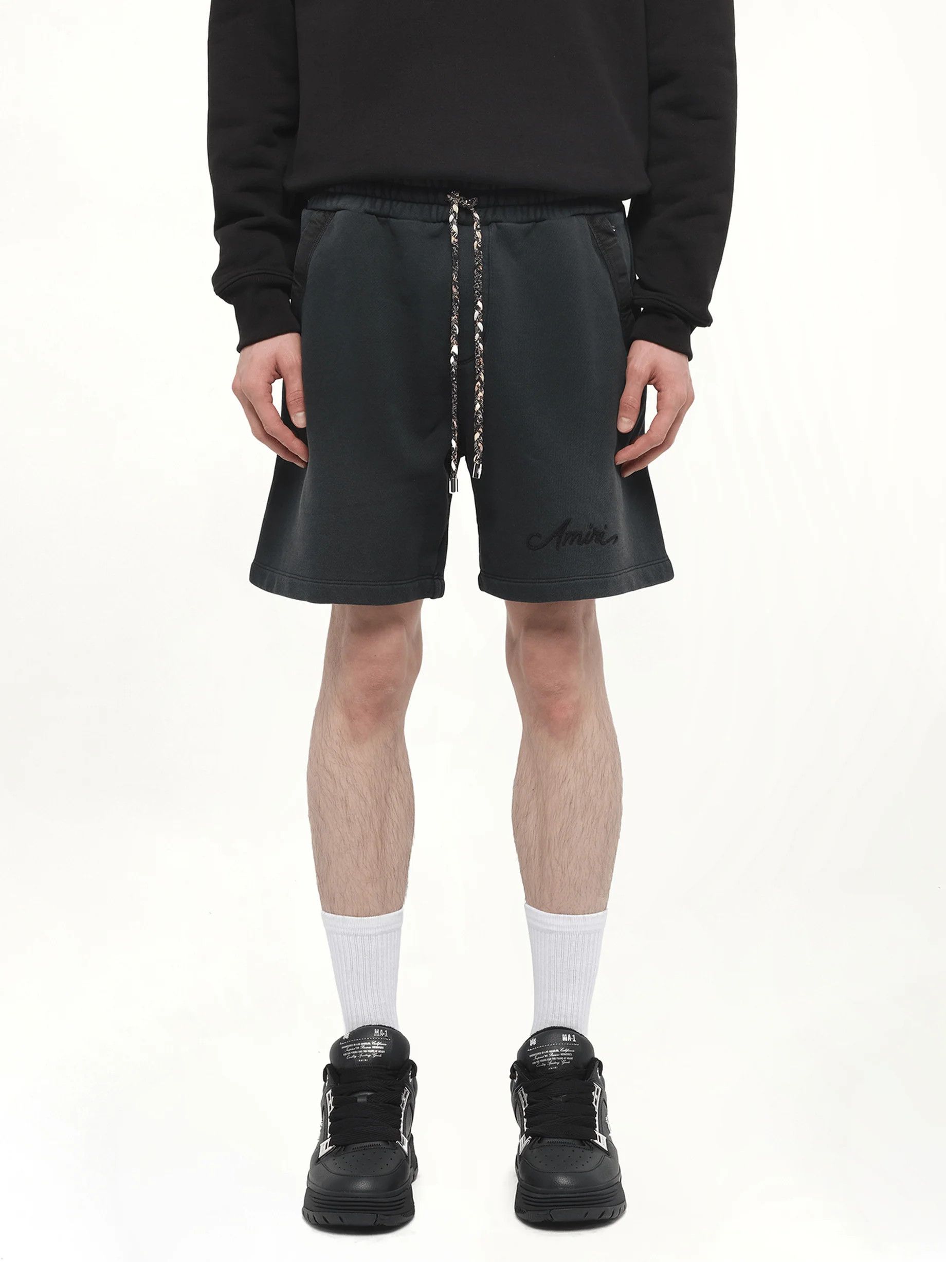 Amiri os11x1225 Bleach Bandana Shorts in Black Size US 34 / EU 50 - 2 Thumbnail