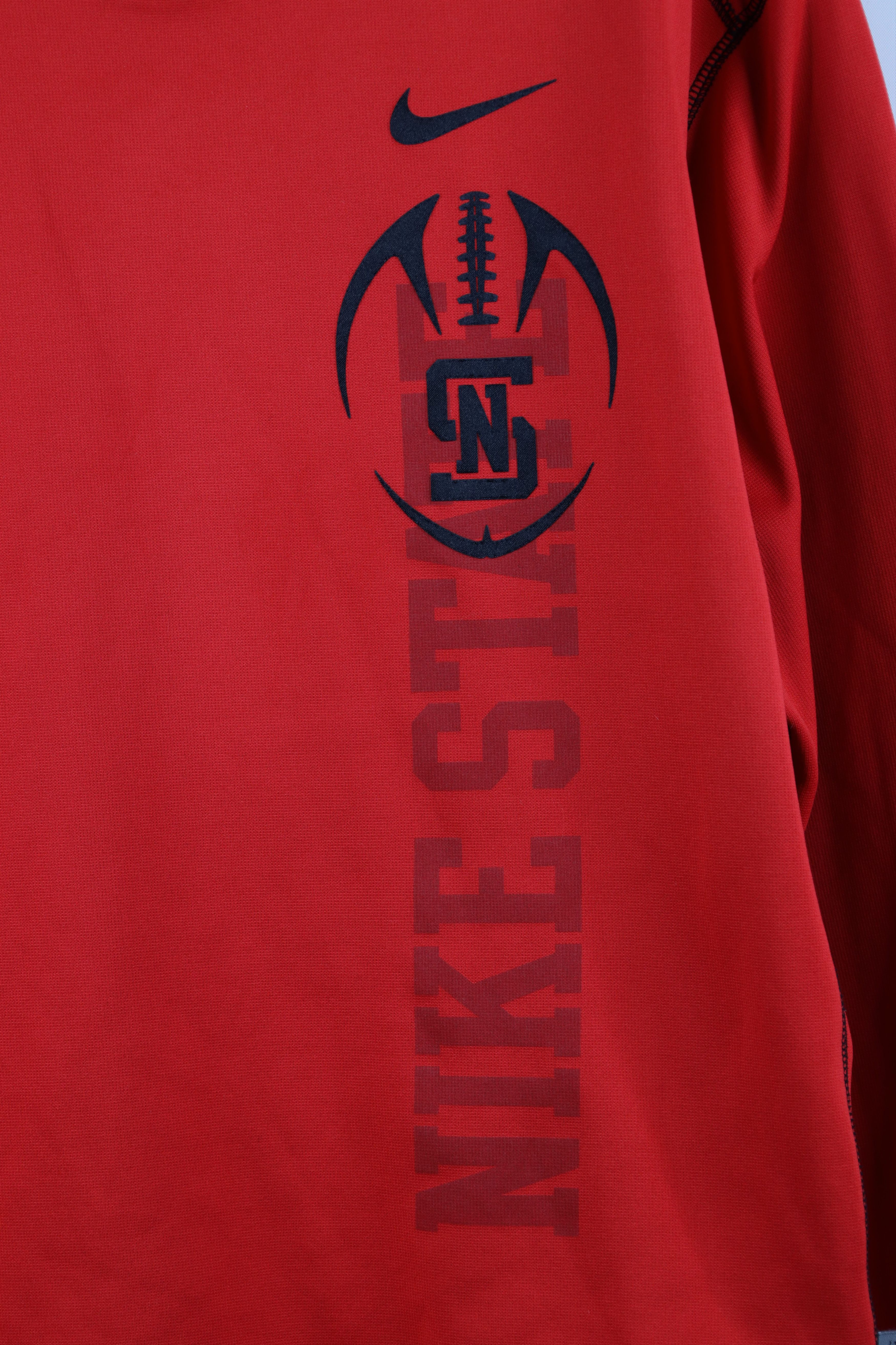 Nike × Vintage Nike Scott Mini Swoosh Therma Fit Football Sweatshirt Red Size US L / EU 52-54 / 3 - 4 Thumbnail
