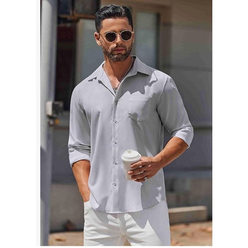 The Unbranded Brand Men's Button Down LONG Sleeve Cotton with Pocket MEDIUM Size US M / EU 48-50 / 2 - 2 Thumbnail