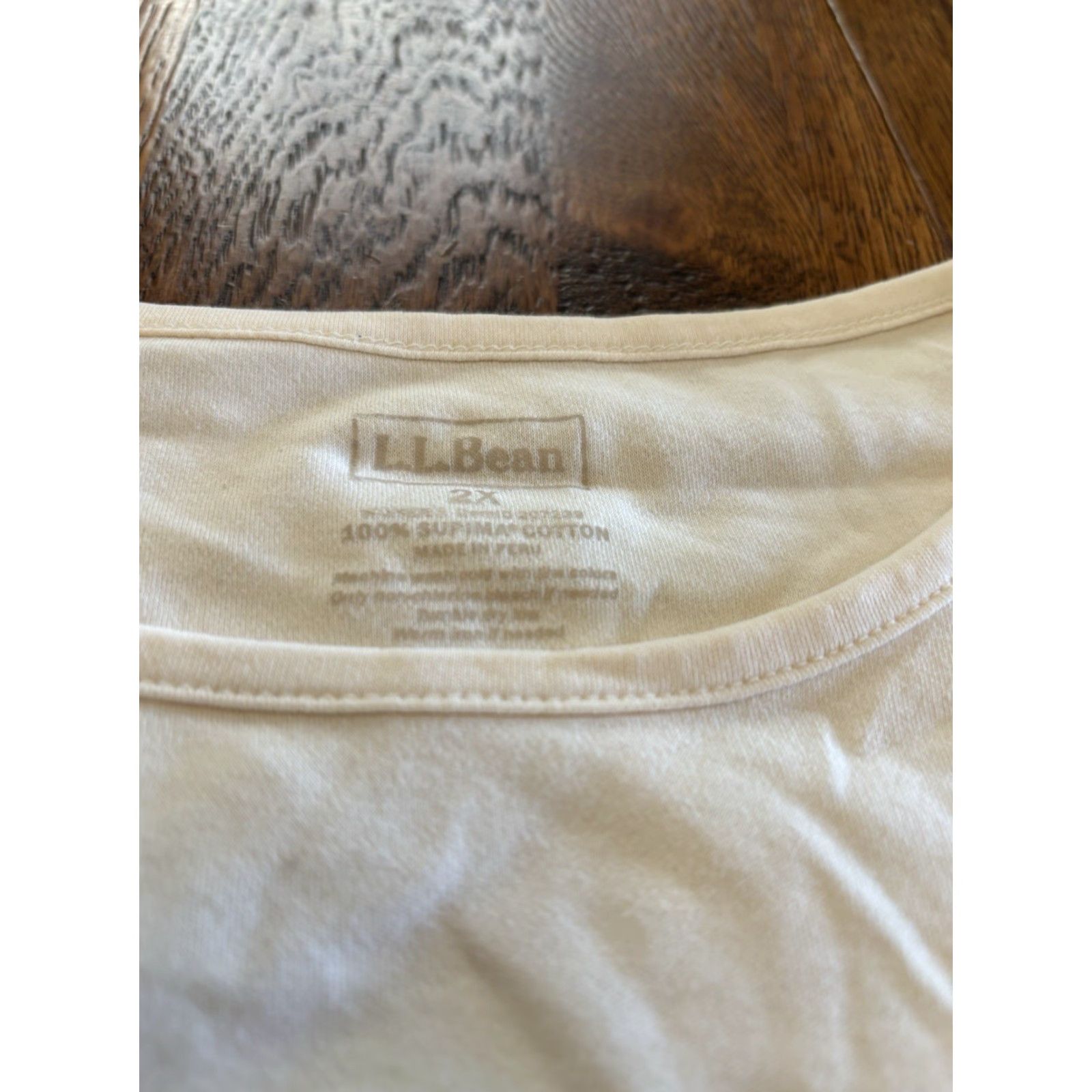 Vintage L.L. Bean Shirt Womens 2X Long Sleeve 100% Supima Cotton Round Neck C5 Beige Regular Modern Classic T-Shirt Mens Womens Boys Girls Size XXL / US 16-18 / IT 52-54 - 2 Thumbnail