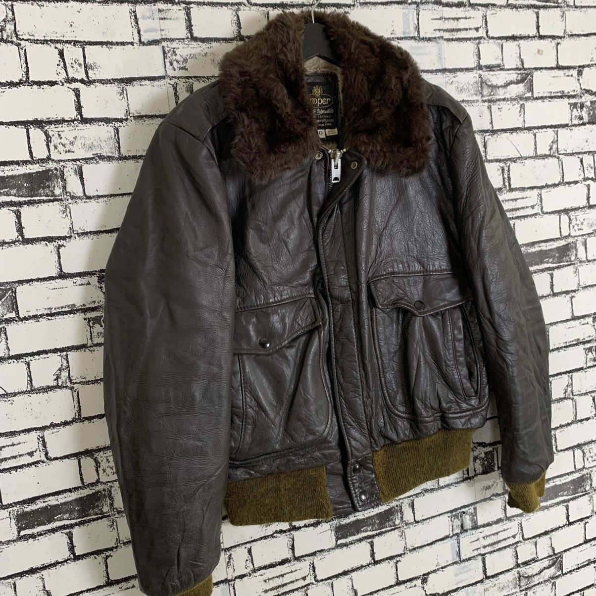 Cooper × Genuine Leather × Vintage Vintage Cooper Sportwear Sherling Leather Jacket Size US M / EU 48-50 / 2 - 2 Thumbnail