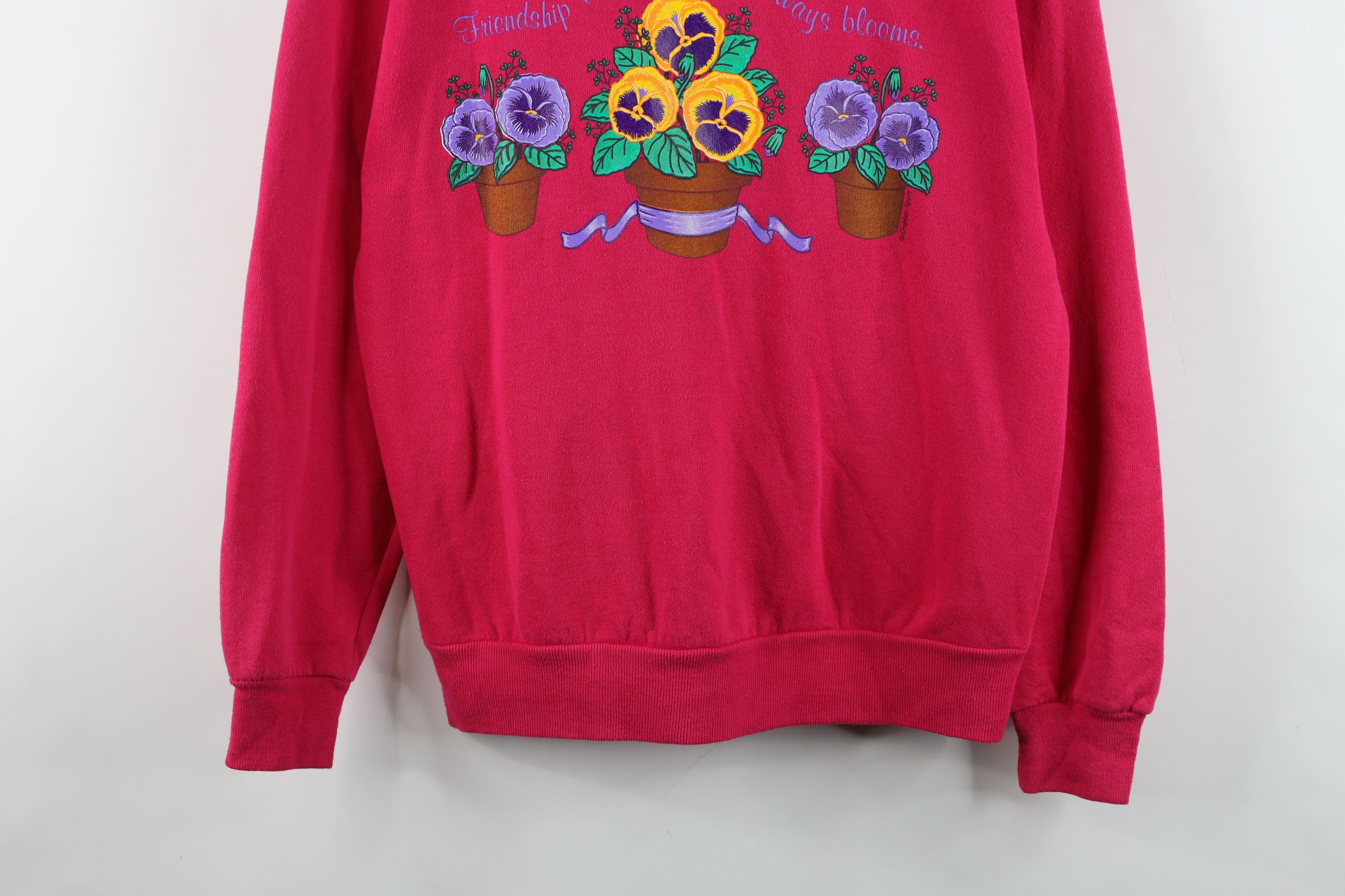 Vintage Vintage 90s Streetwear Friendship Flower Collared Sweatshirt Size M / US 6-8 / IT 42-44 - 3 Thumbnail
