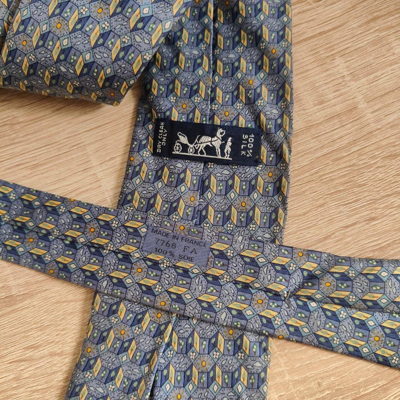 Hermes Hermes Paris Silk Tie 7768 FA Plants Blue Size ONE SIZE - 4 Thumbnail