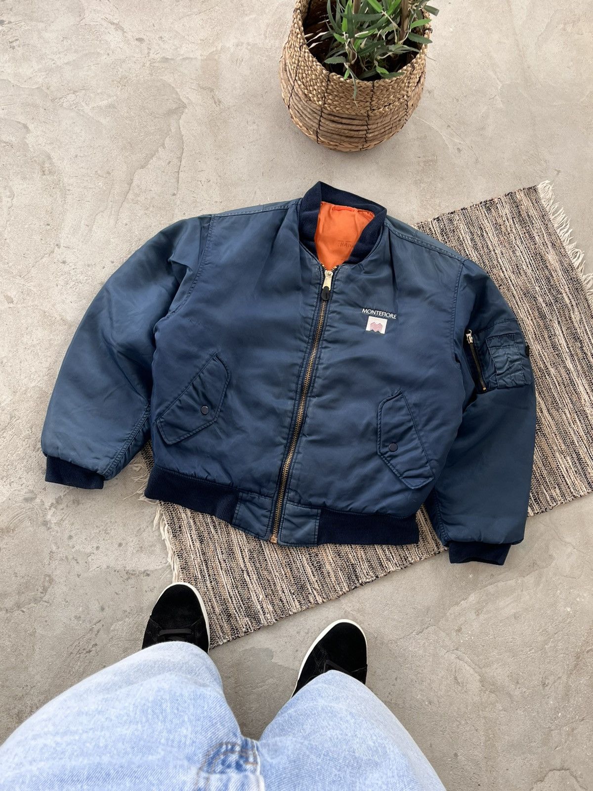 Alpha Industries Vintage Alpha Industries style Faded Blue Bomber Jacket Y2K Size US M / EU 48-50 / 2 - 2 Thumbnail