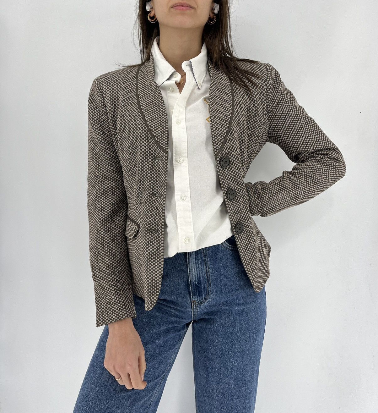 Armani × Armani Collezioni × Armani Exchange Armani Collezioni Light Gren-Brown Blazer Jacket Made Italy Size M / US 6-8 / IT 42-44 - 4 Thumbnail