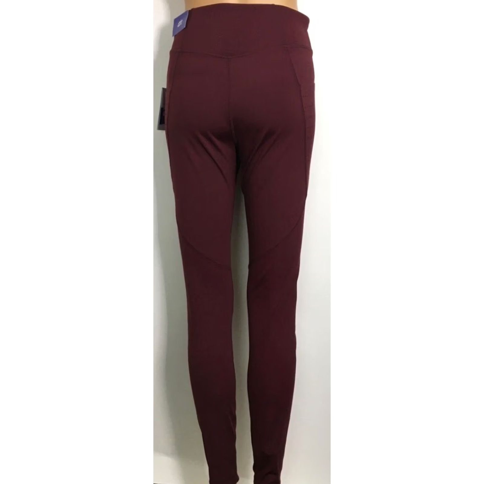 Vintage JoyLab Leggings Workout Activewear Pants S Women's Burgundy Mid Rise Stretch Size 28" / US 6 / IT 42 - 3 Thumbnail