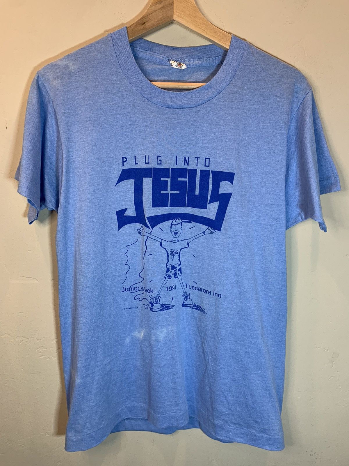 Vintage *RARE* Vintage Plug Into Jesus Christ Single Stitch T-Shirt Size US M / EU 48-50 / 2 - 1 Thumbnail