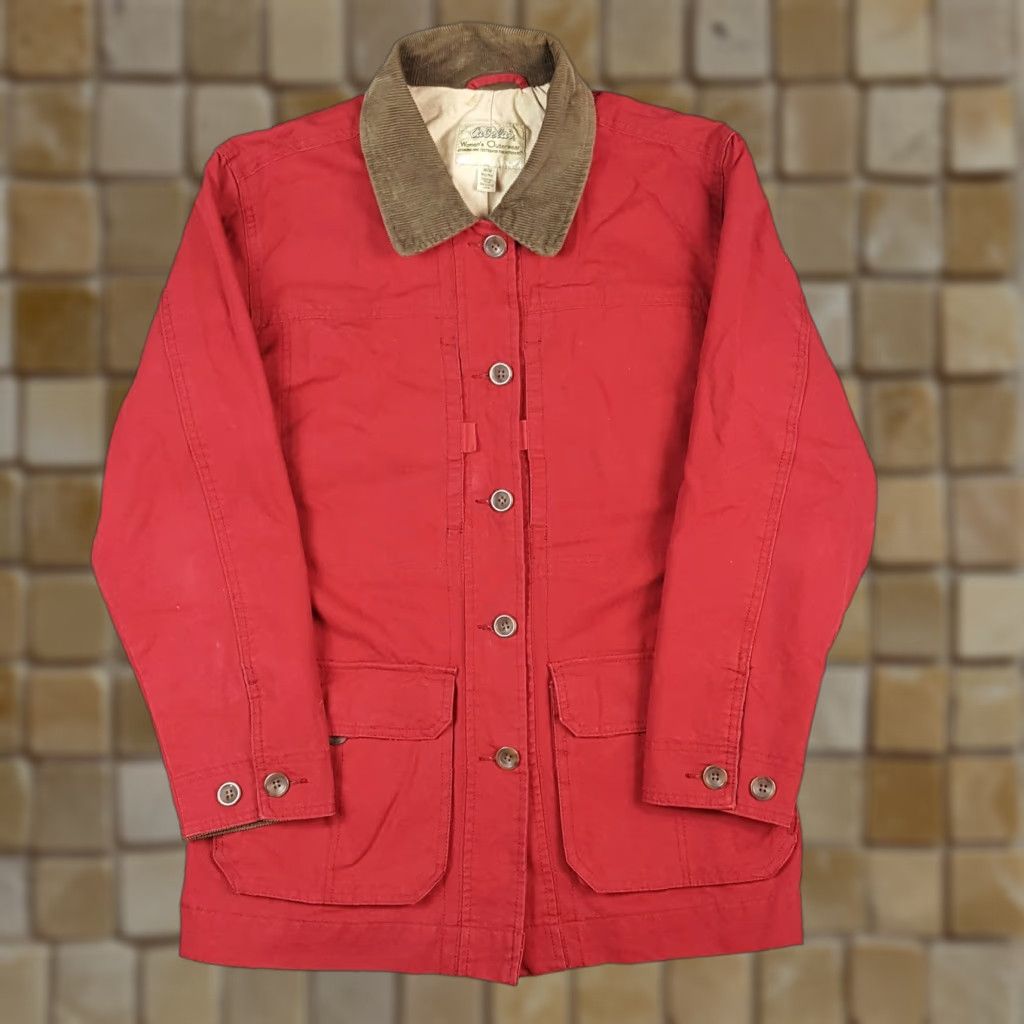 Vintage VINTAGE Cabela's Red Canvas Barn Coat Corduroy Collar Women's M Jacket Women's M Red Canvas Barn Coat Work Jacket VTG Size M / US 6-8 / IT 42-44 - 1 Thumbnail