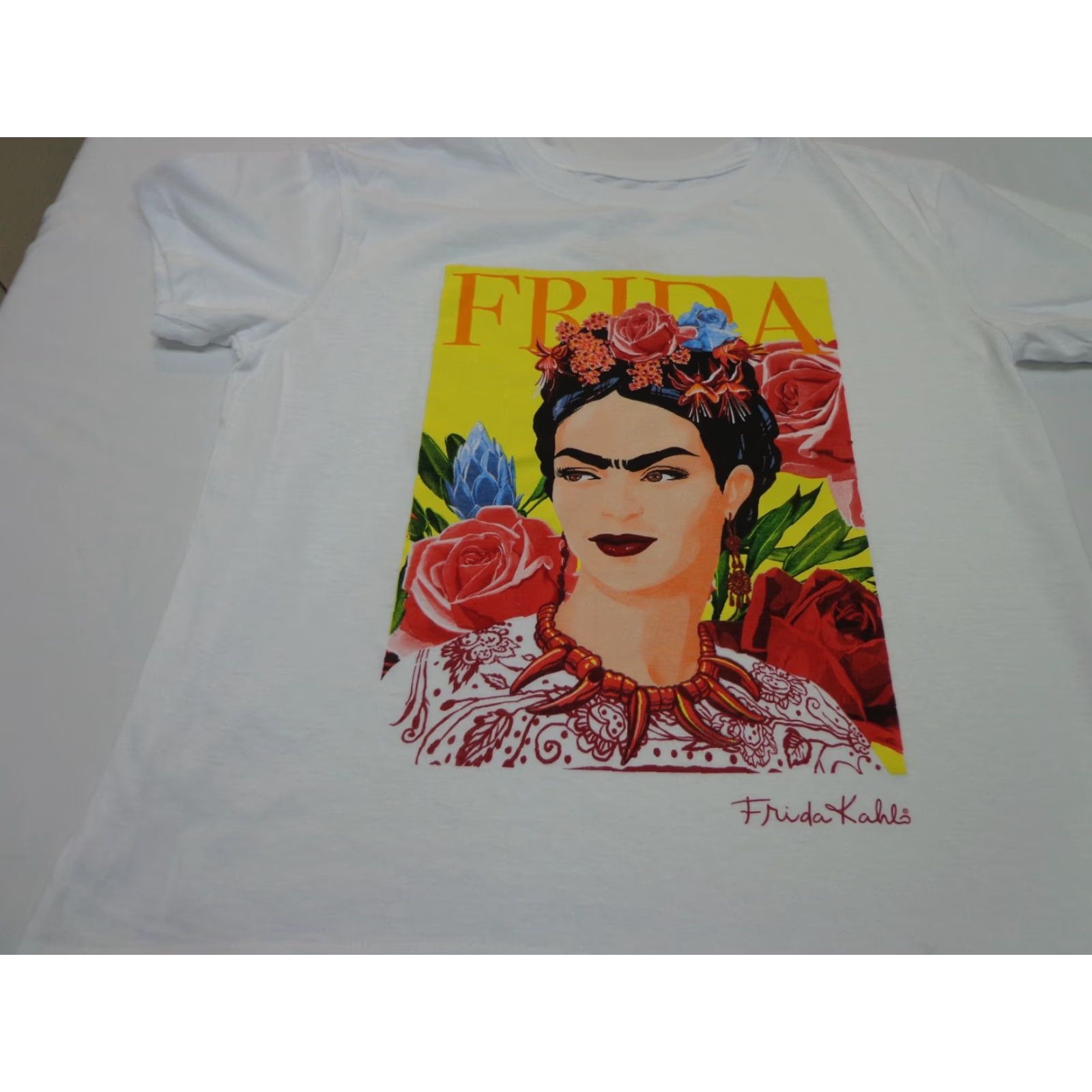 Vintage FRIDA KAHLO Graphic Tee Shirt, Size S, White Crop Top, Short Sleeve, Crew Neck, Cotton Blend, Women, T-Shirt, Graphic, Vintage: No Size S / US 4 / IT 40 - 2 Thumbnail