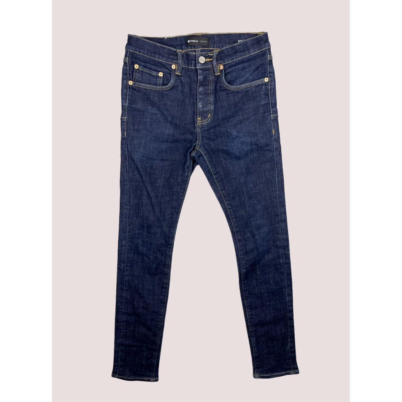 Denime Purple Brand Jeans Mens 31 Fits 28x29 Dark Wash RAI P001 Button Fly Slim Denim Jeans Size US 31 - 1 Thumbnail