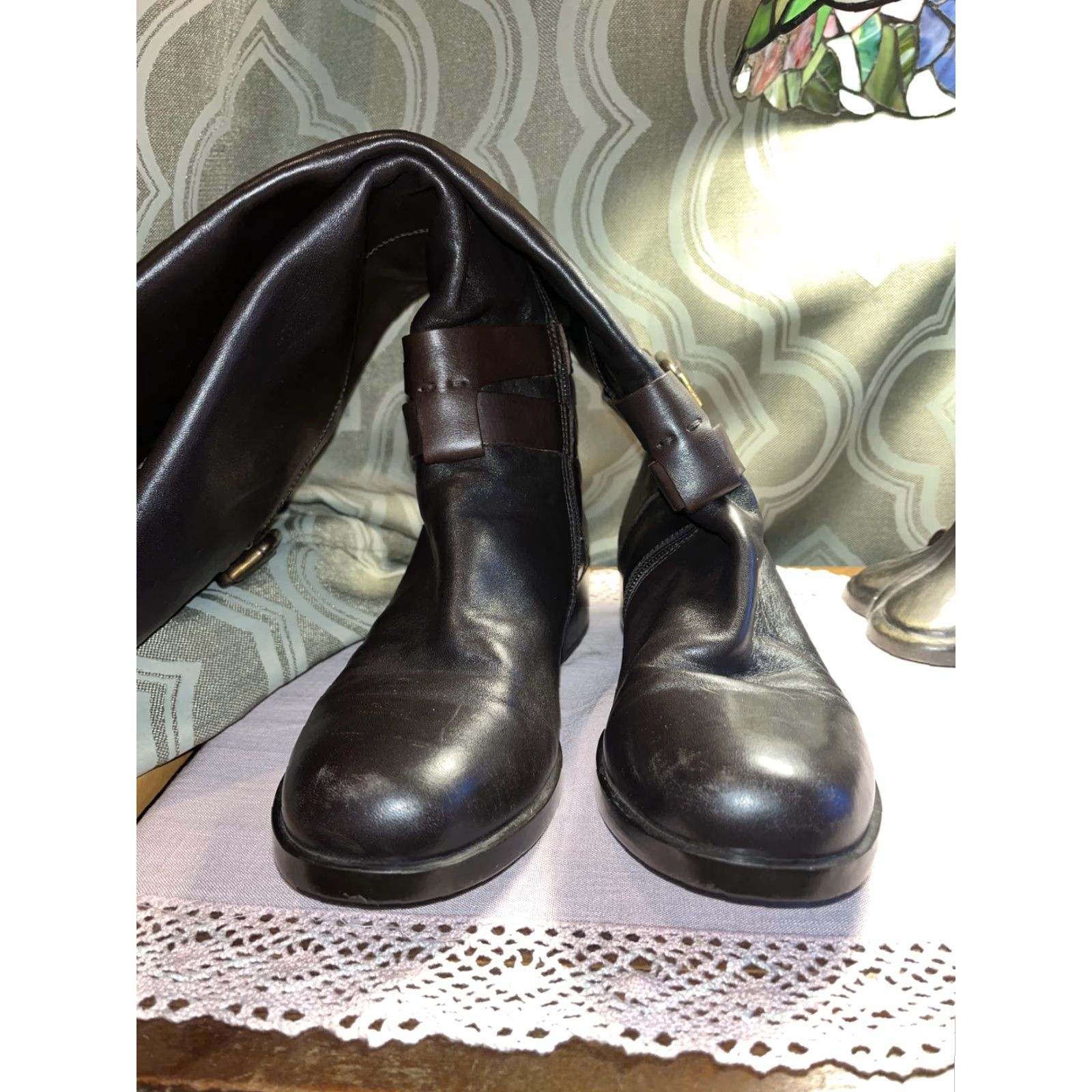 AGL AGL Women's Brown Leather Knee High Boots Size 8 US Buckle Zipper Casual Size US 8 / IT 38 - 7 Thumbnail